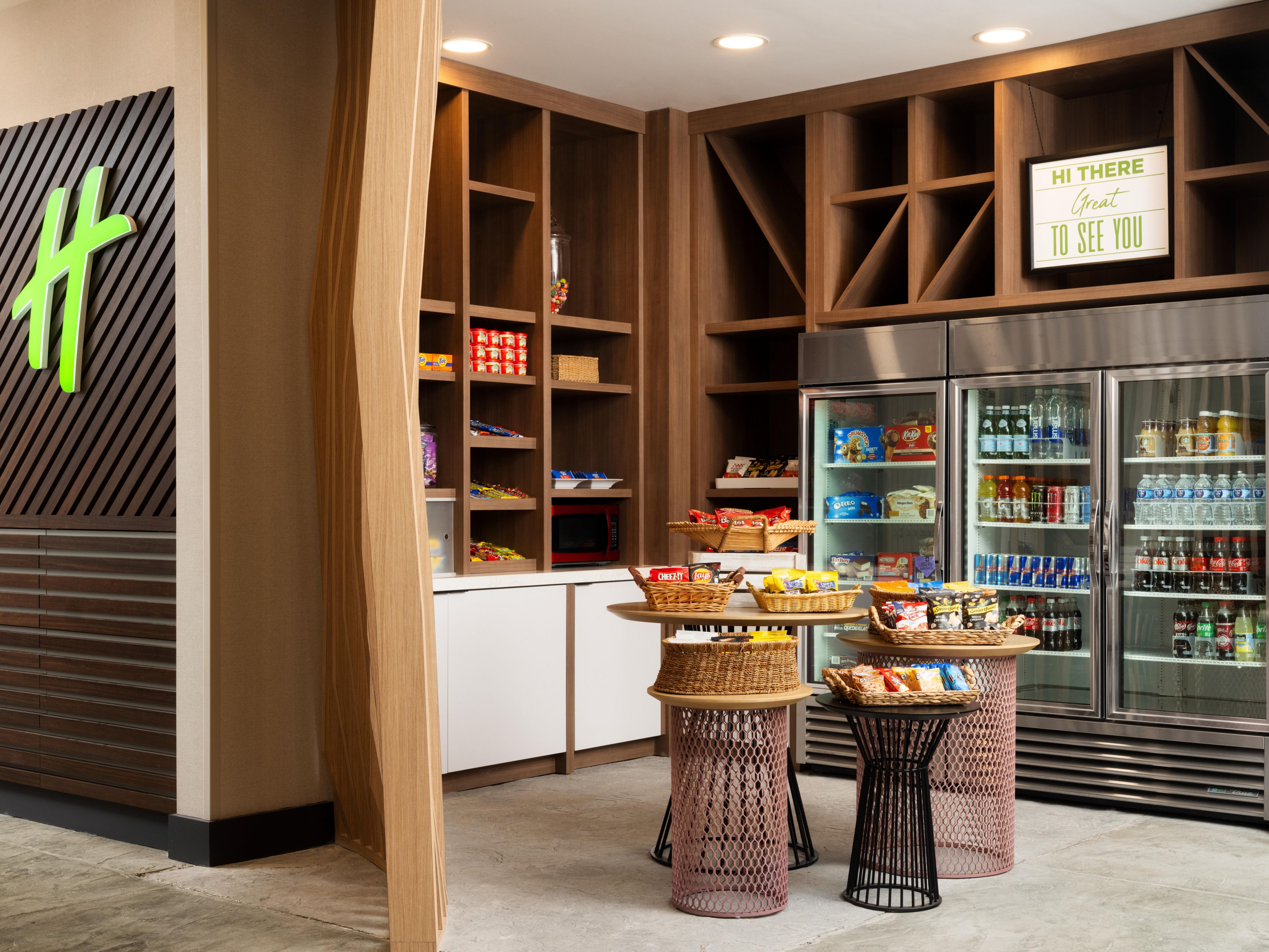 Visit our Marketplace in the lobby for sundries like ice cream, candy bars, salty snacks, chips, frozen grab and go food like pizza, Hot Pockets, microwavable food and more! We also have a supply of toiletries you may need during your stay plus laundry detergent and beer.