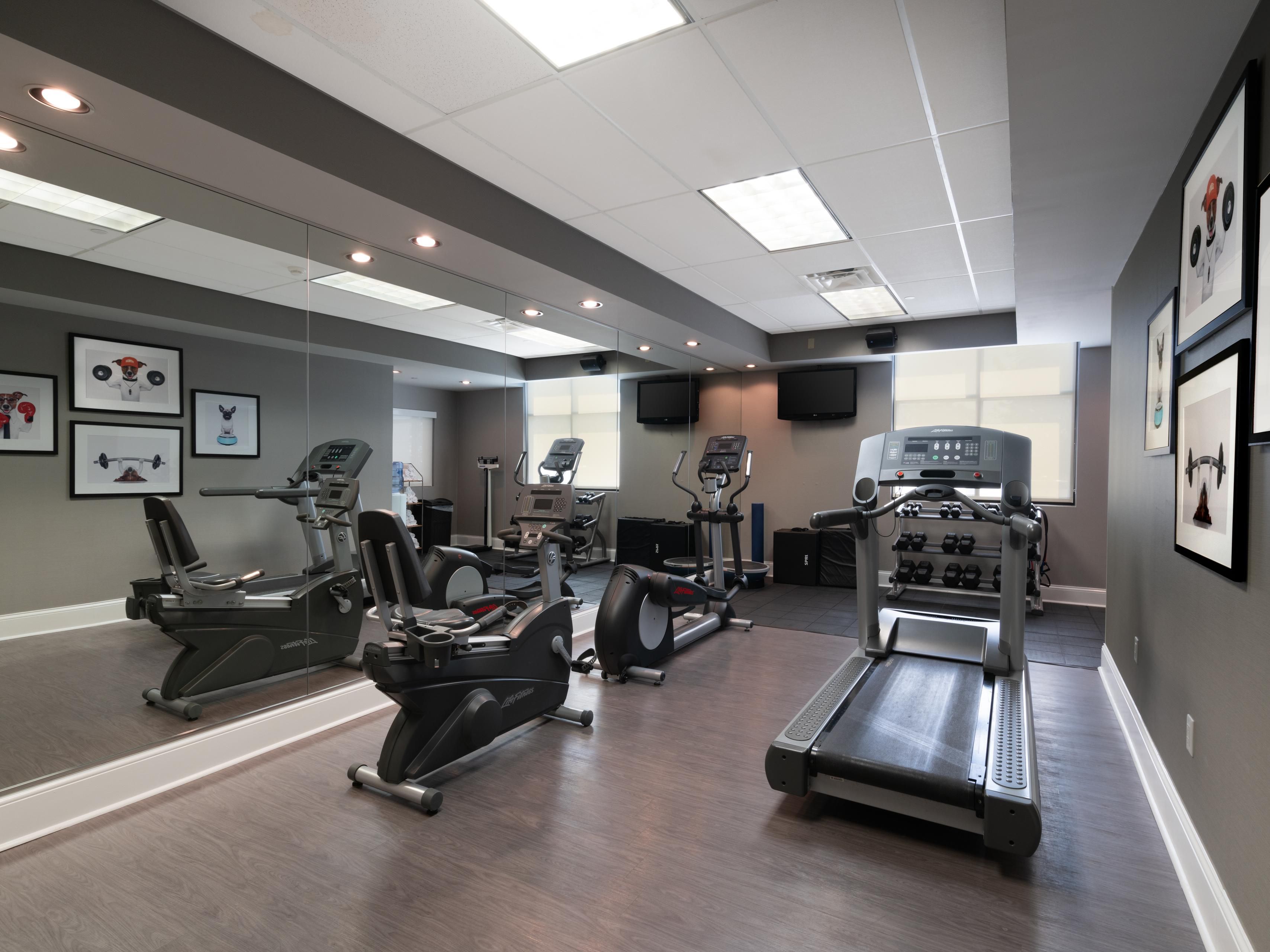 Enjoy a daily workout in our fitness center, open 24 hours per day.