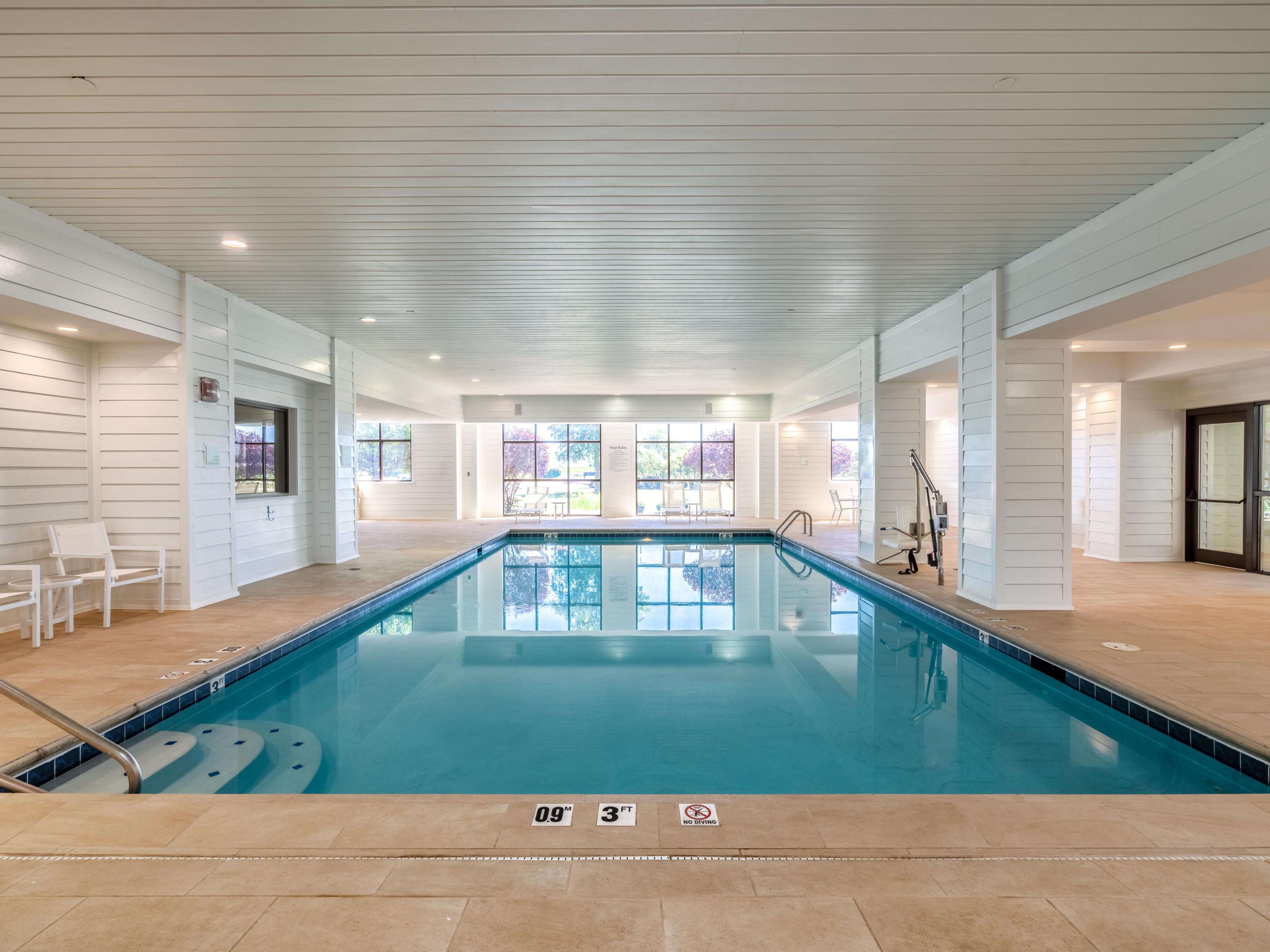 Enjoy our heated indoor swimming pool, open daily.