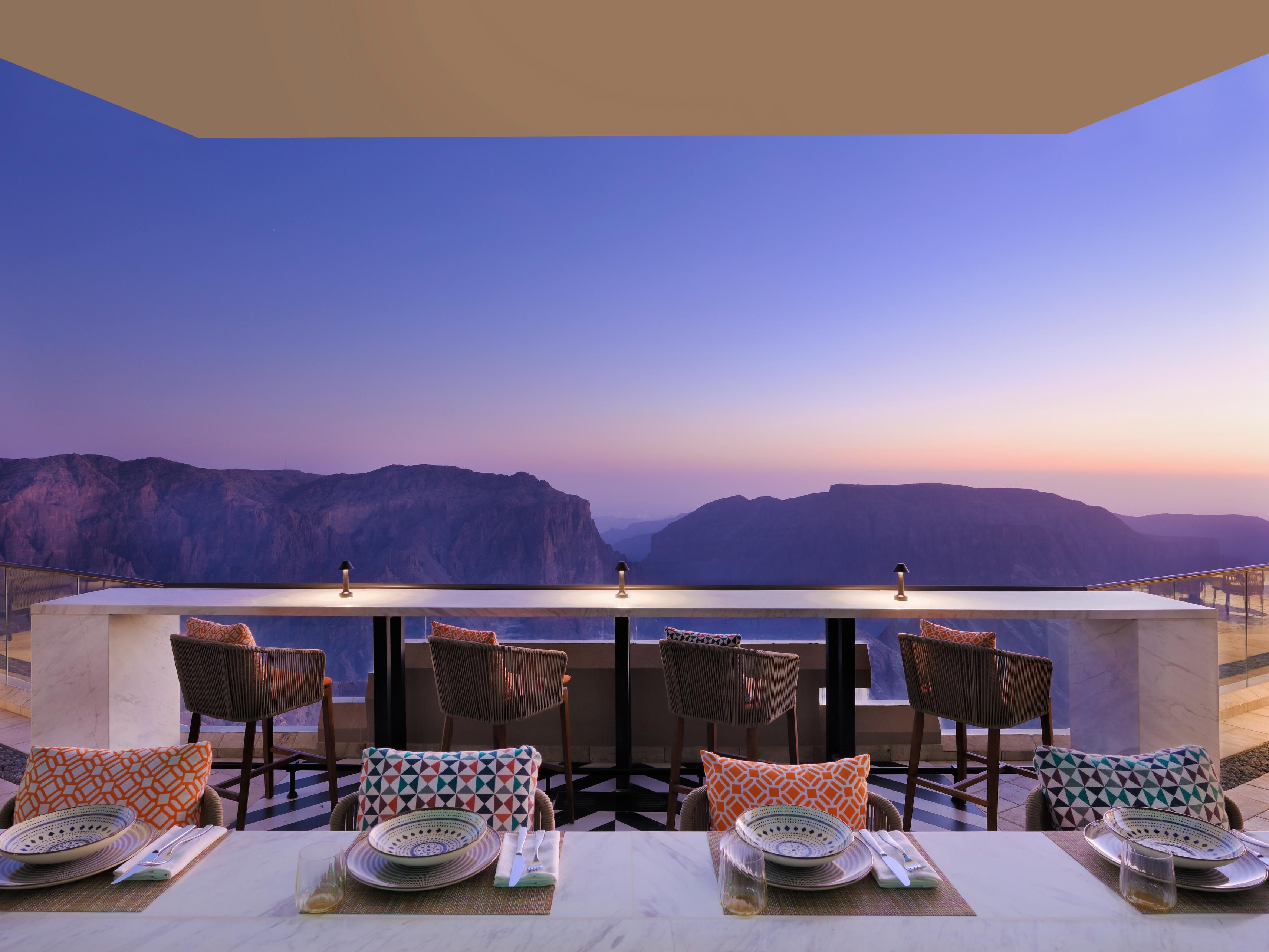 Experience sunset dining at Vue with stunning mountain views 
