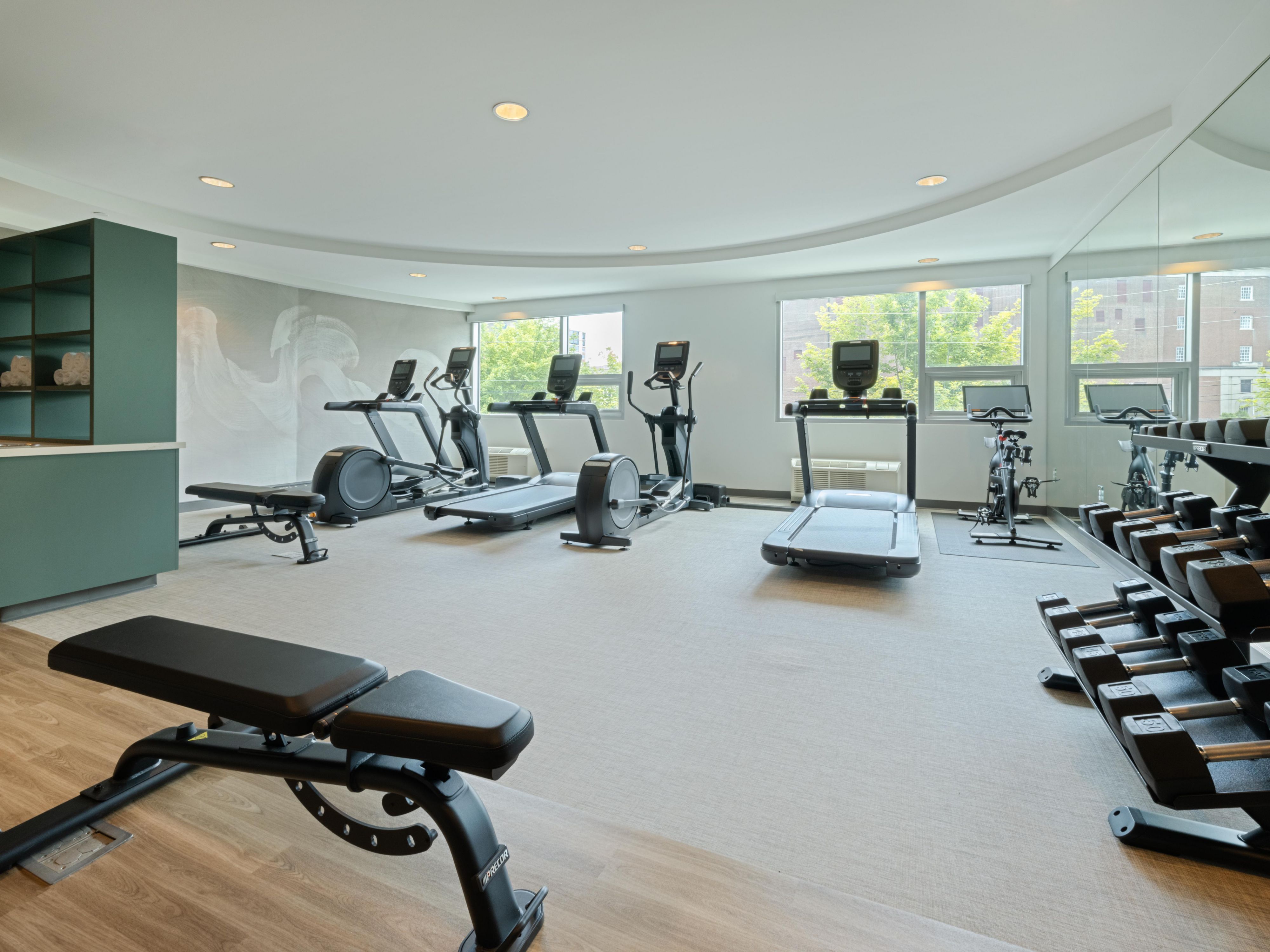 Stay active during your stay in our 24-hour fitness facility with Life Fitness Equipment. 