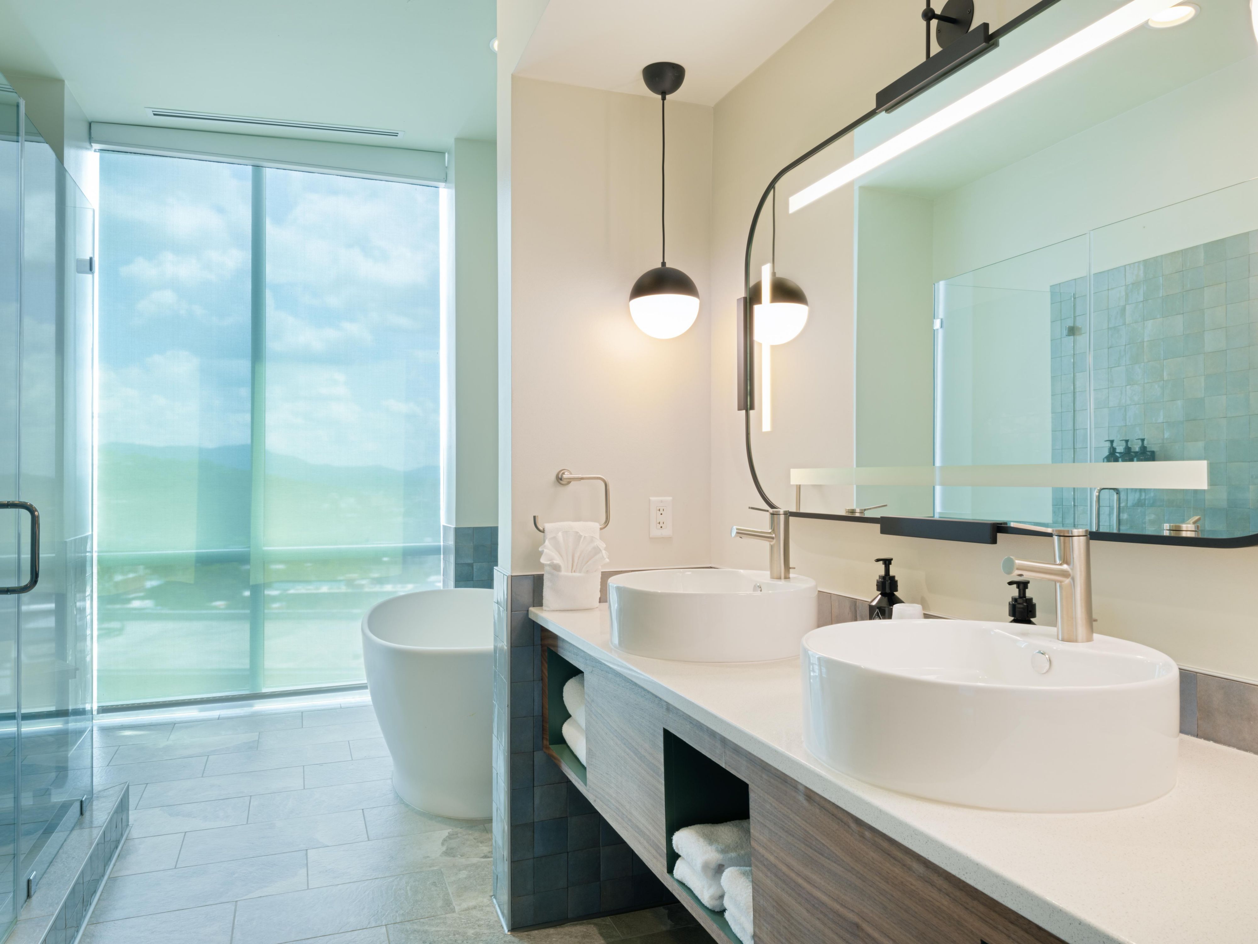 Penthouse suite spa-like shower.