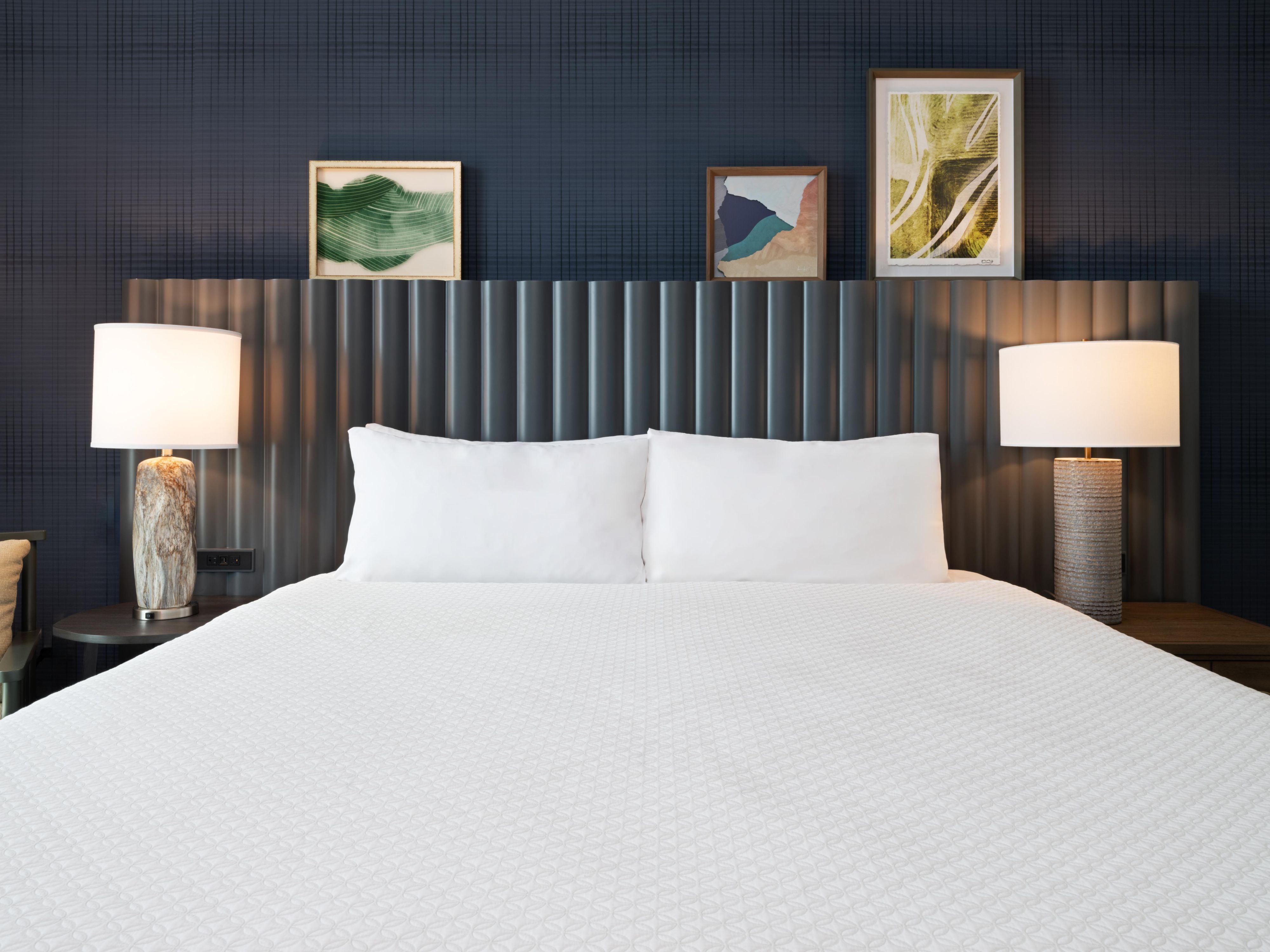 Guest bedroom with custom art