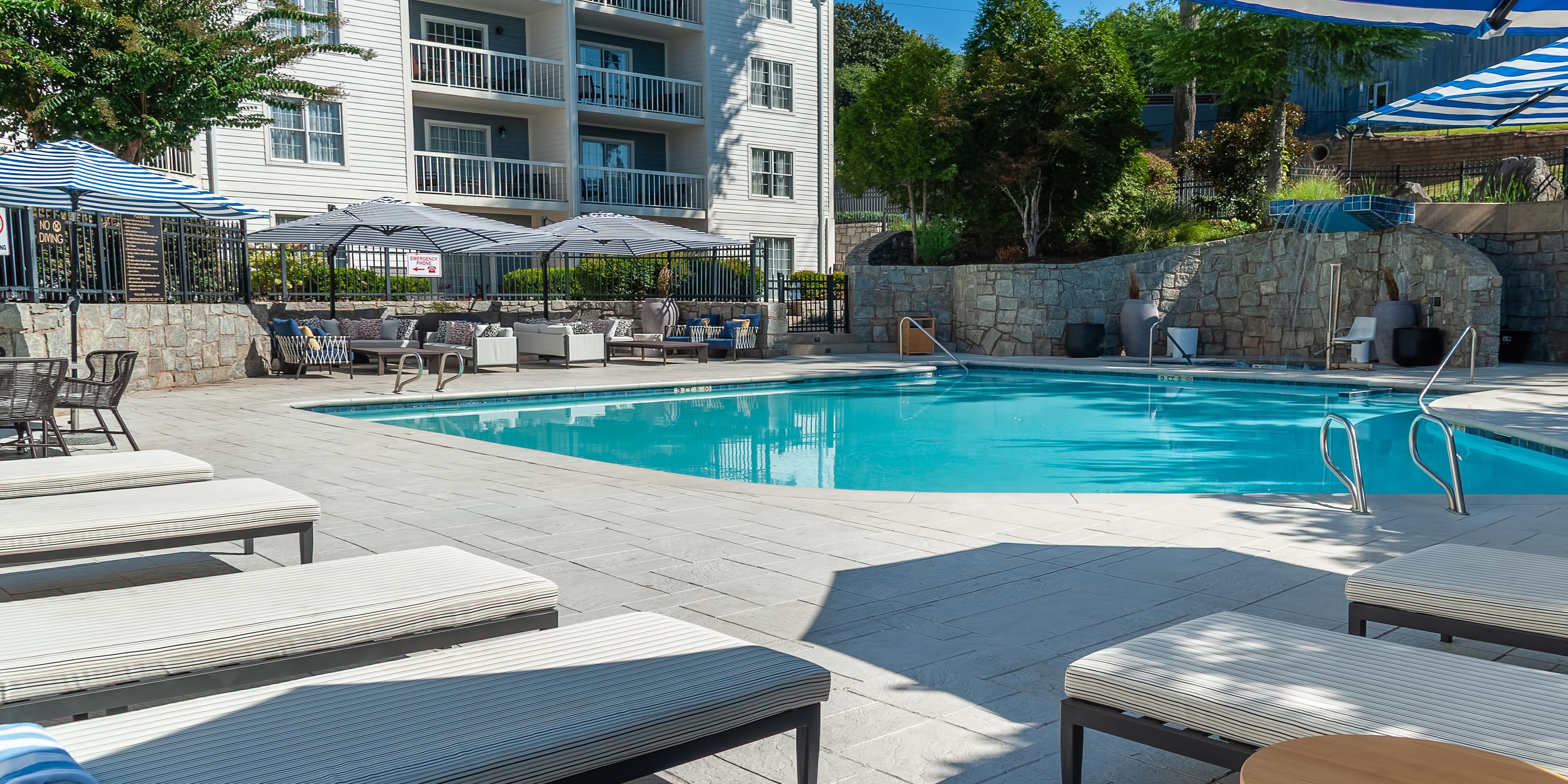 Outdoor hotel pool in Vinings near Truist Park