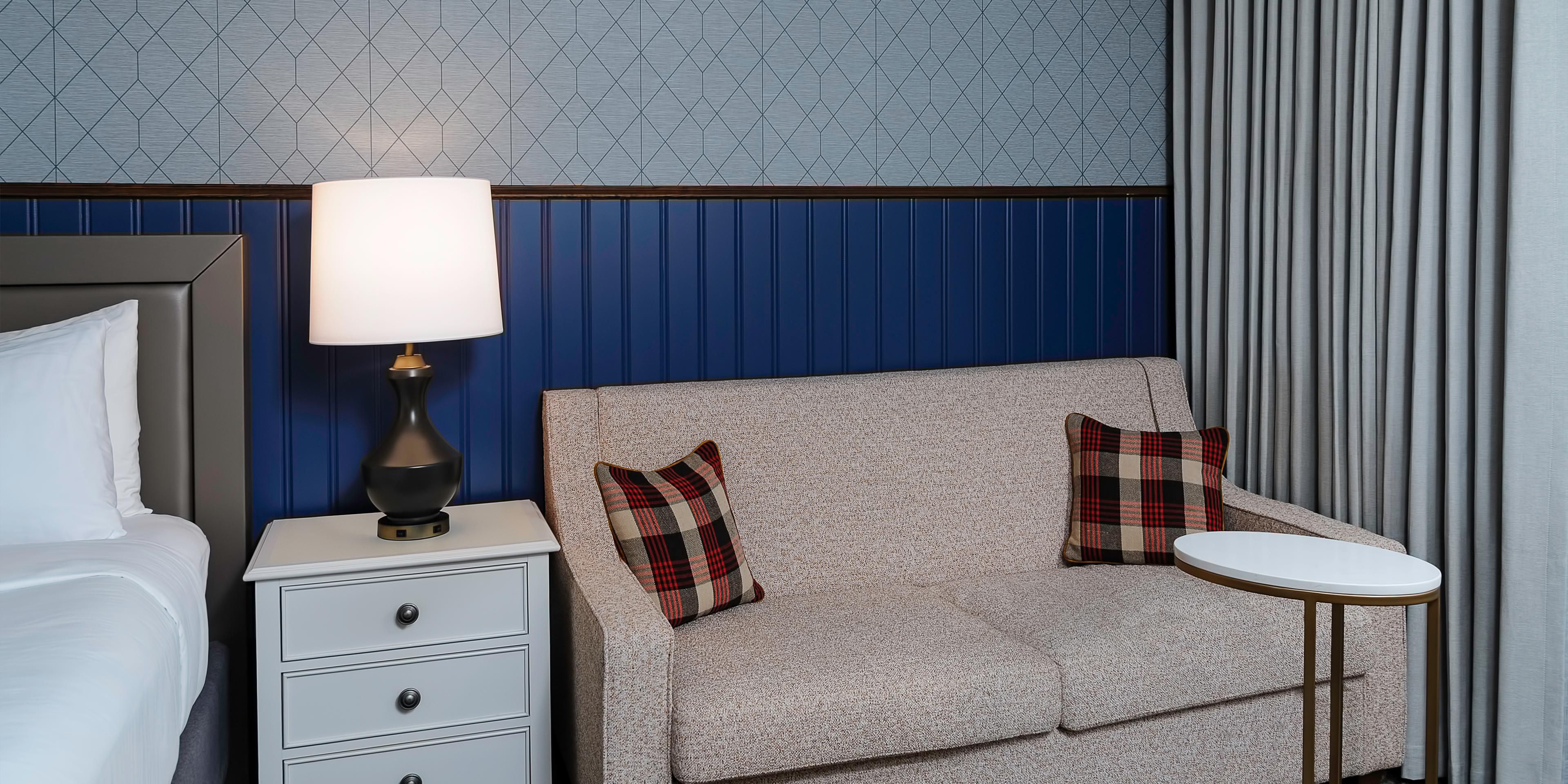Comfortable in-room sofa seating near Truist Park