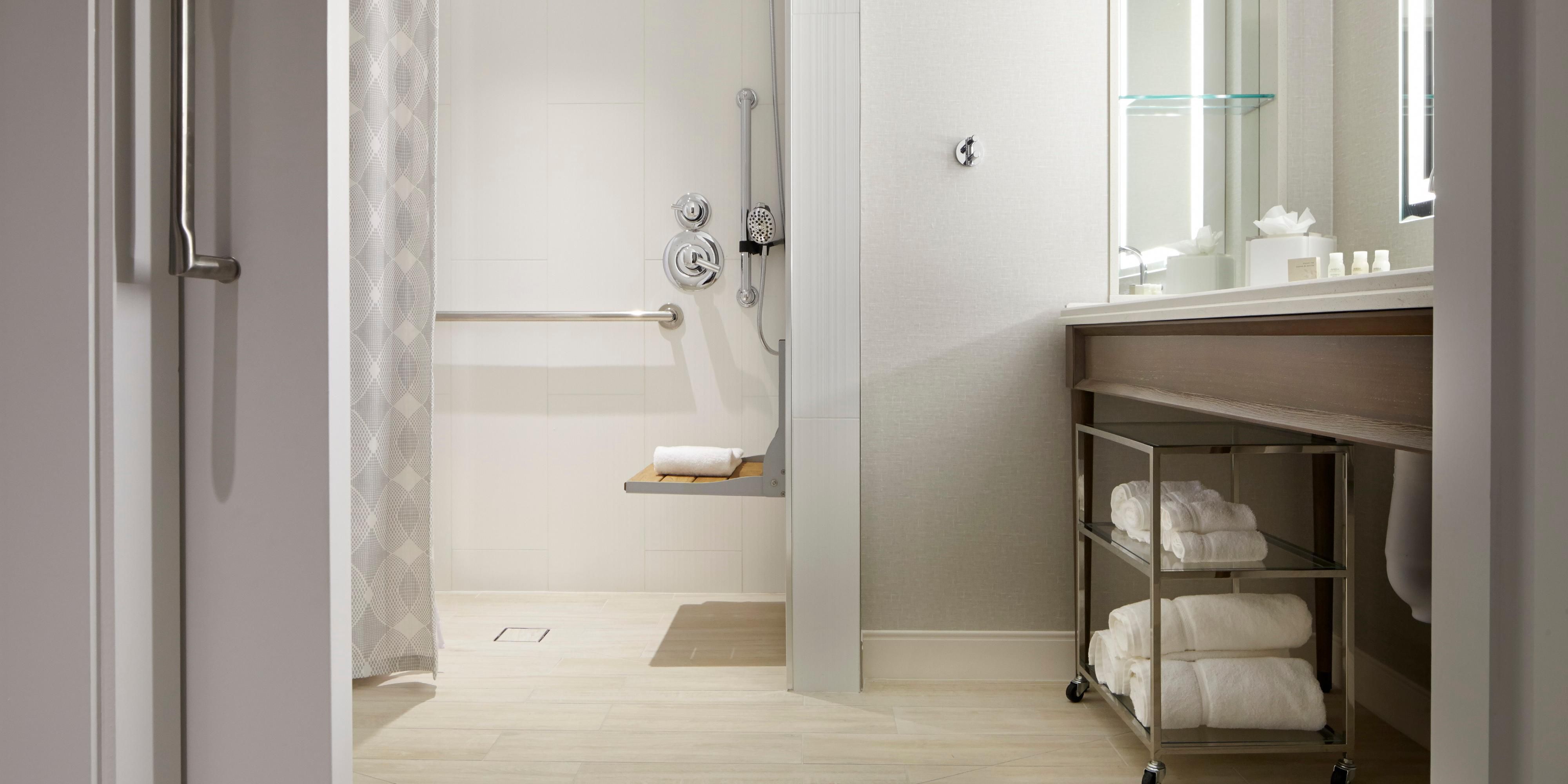 We designed our mobility accessible bathroom for your convenient. 
