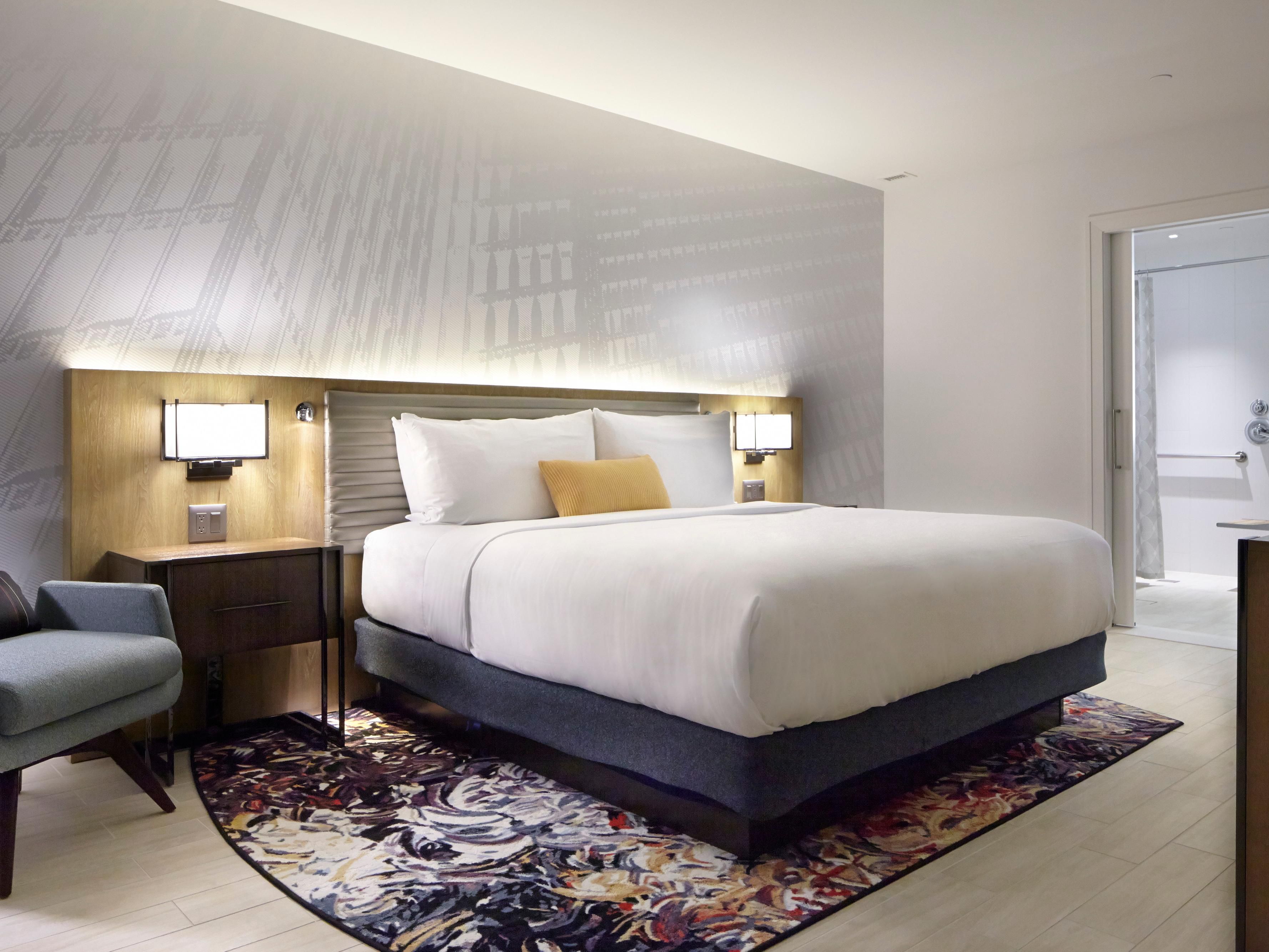 Accessible King guest room provides all the comforts of home. 