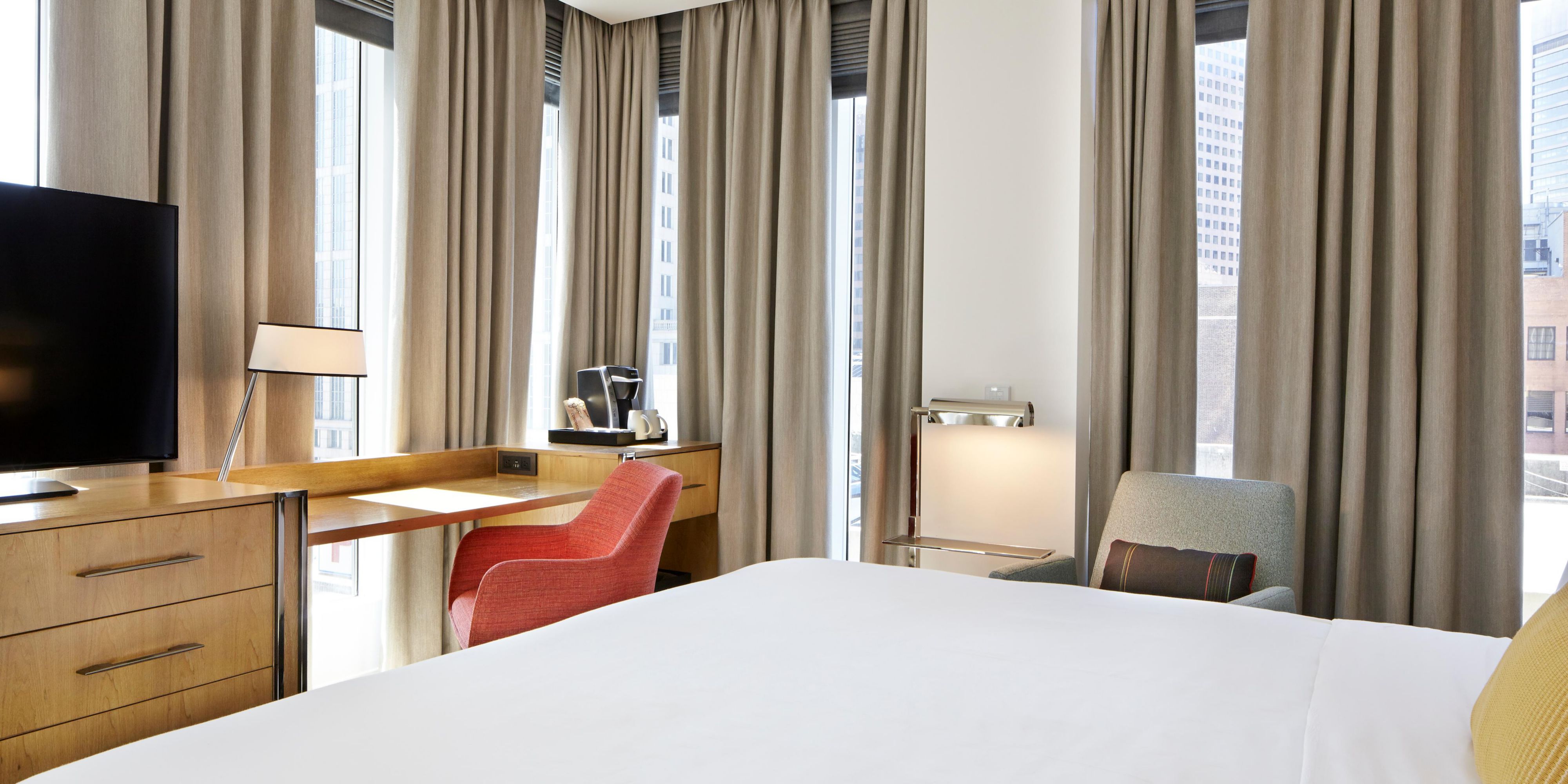 Naturally lit, spacious and pet friendly room.