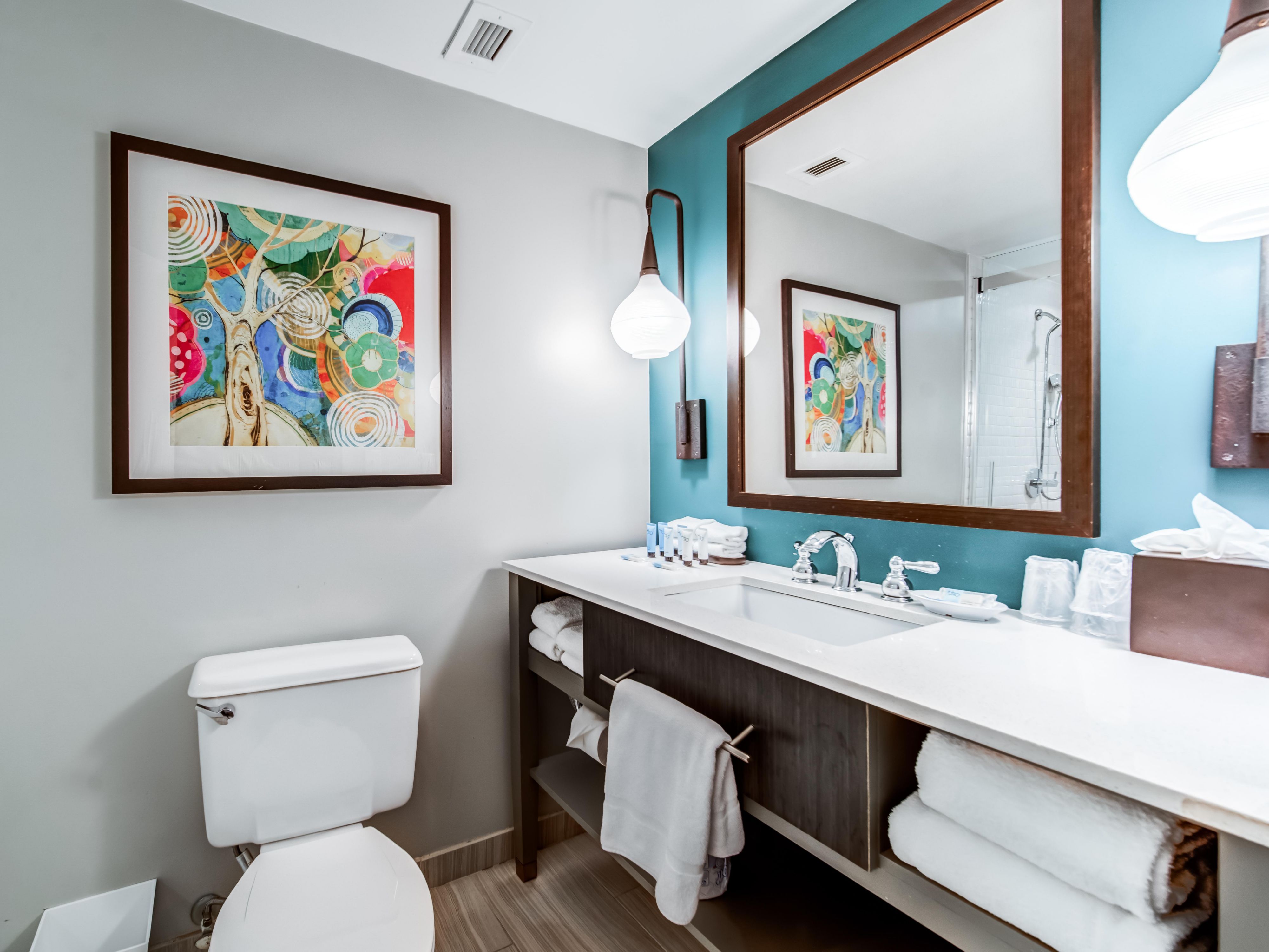 Guest bathroom sink and toilet.