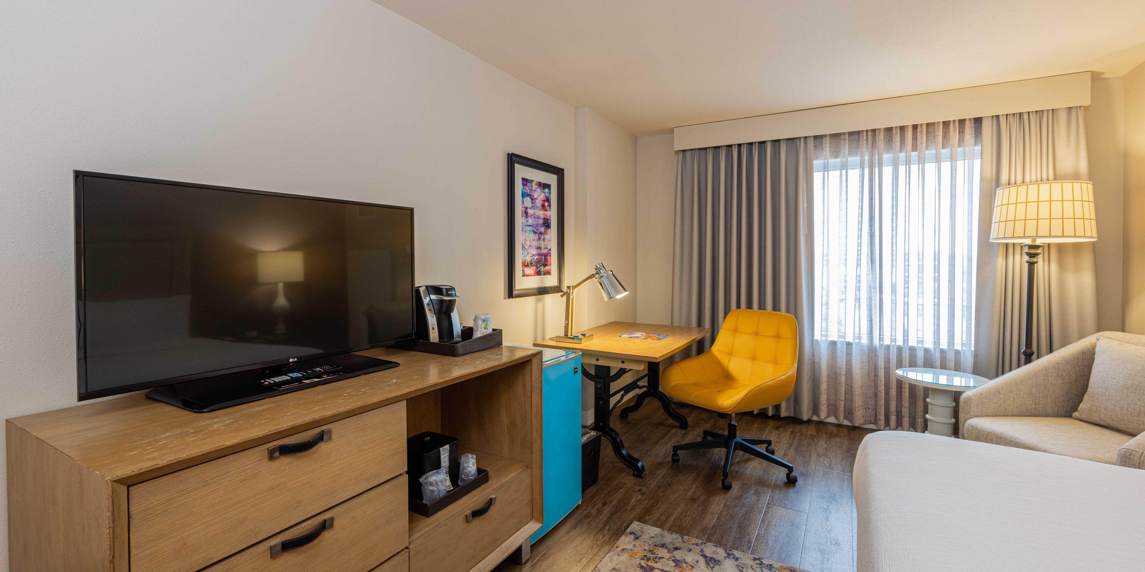 Unwind in your room while you watch your favorite TV show.