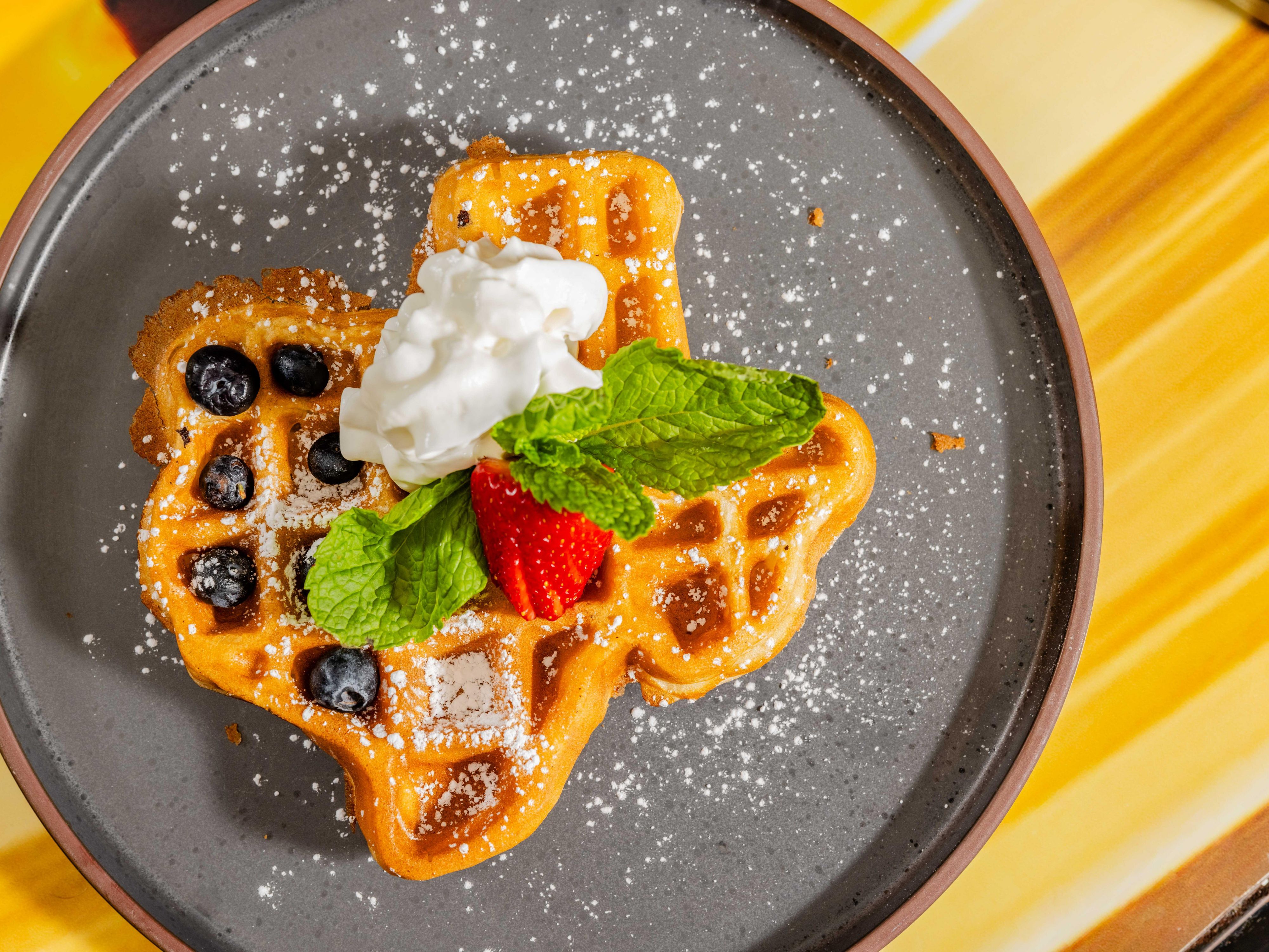 Start your morning with crispy golden waffles.