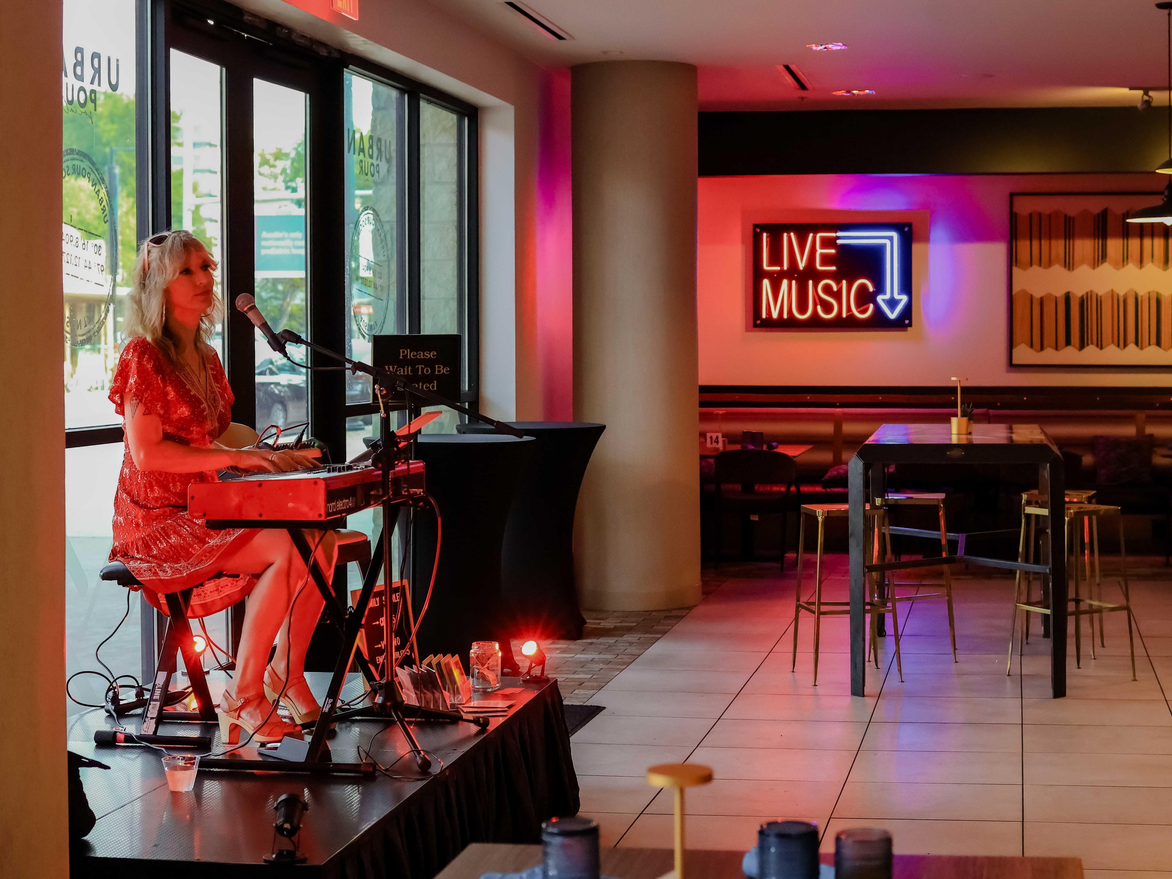 Enjoy live music while dining at Urban Pour Social in Austin.