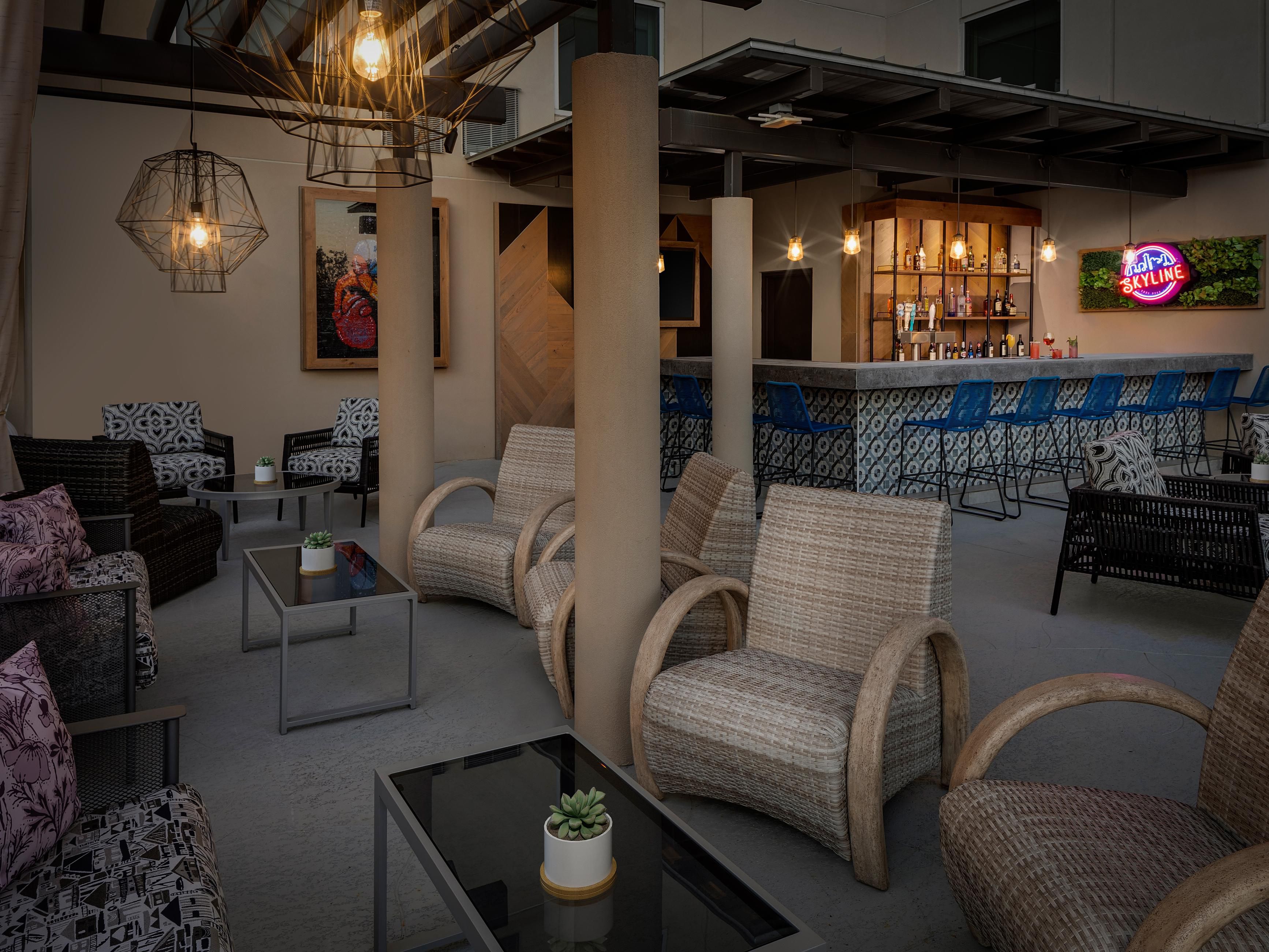 Kick back at our rooftop bar with skyline views of Austin TX.