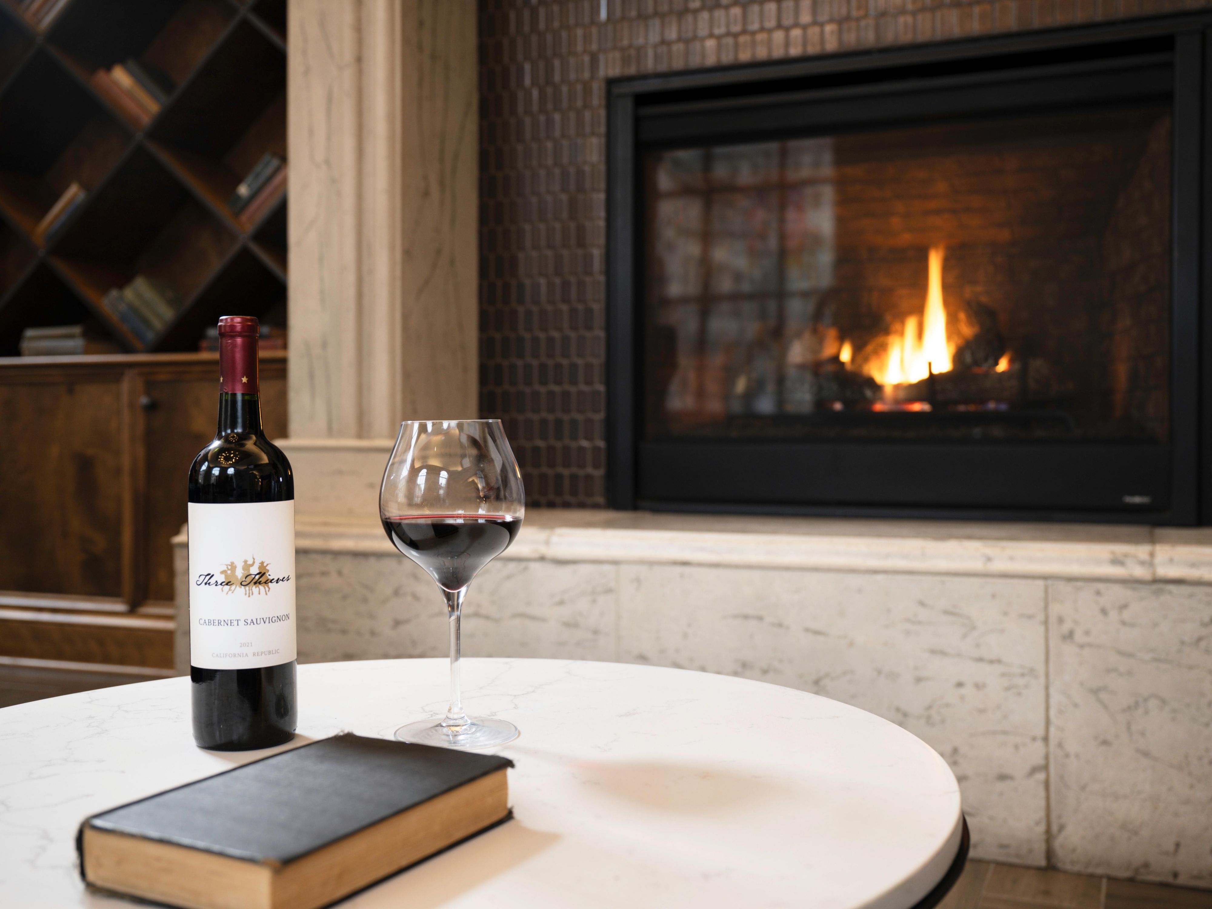 Unwind with a good book and a glass of wine in our lobby.