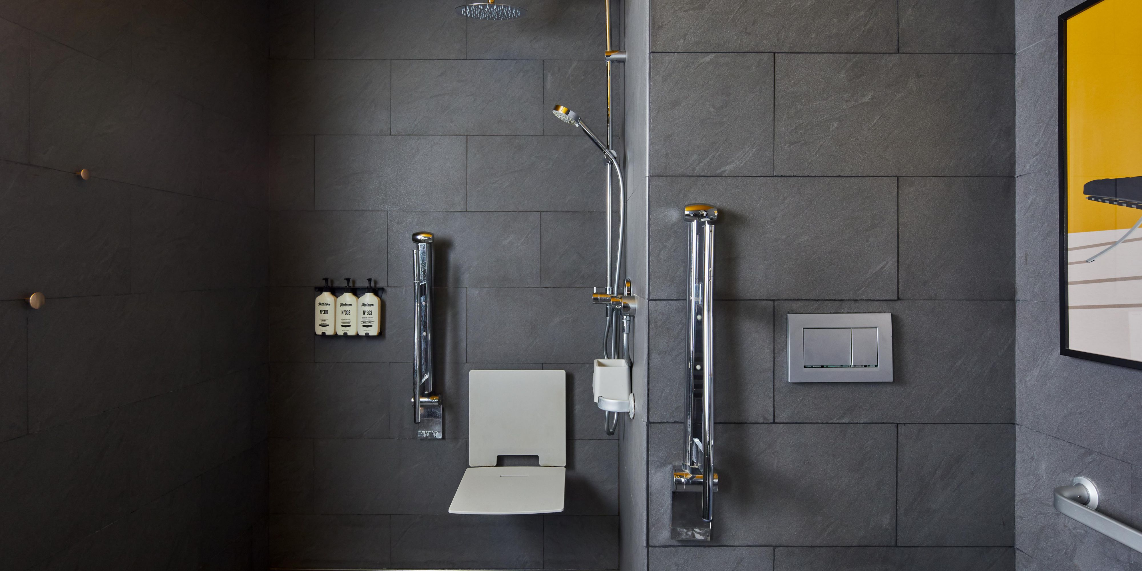 Enjoy our thoughtfully designed wheelchair accessible bathrooms