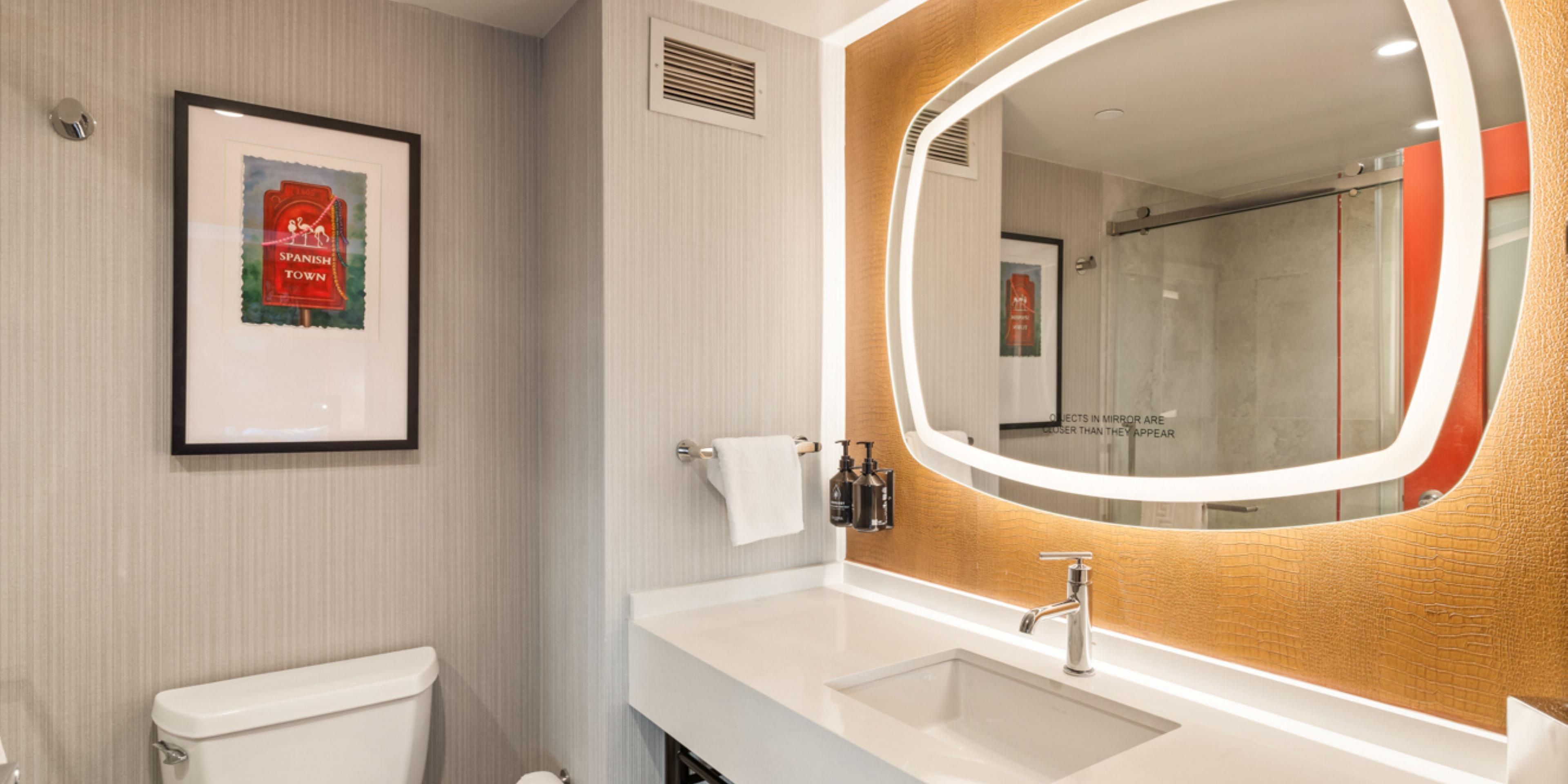 Relax in our clean and cozy guest bathroom.