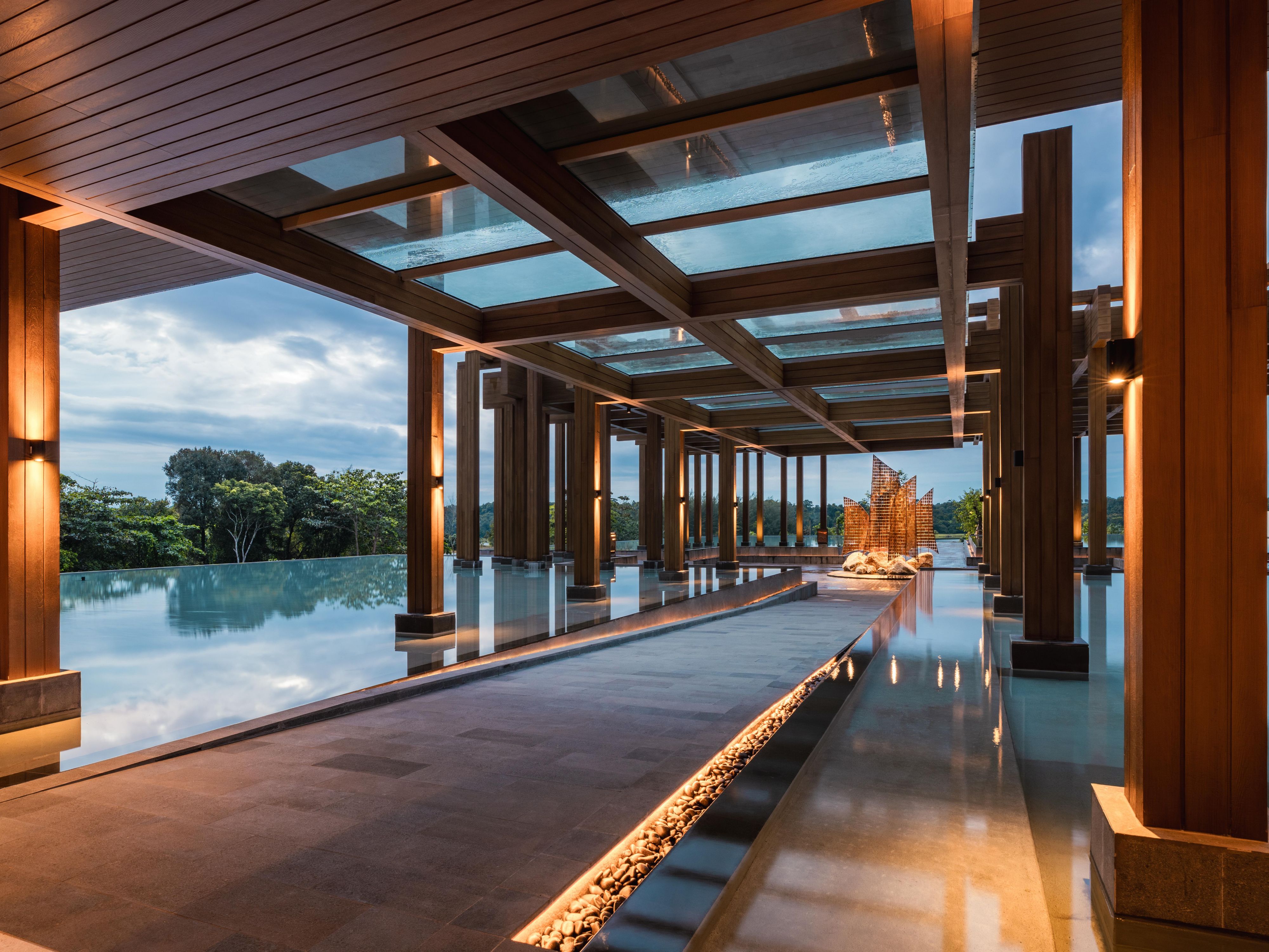 Ocean-inspired entrance pond at Hotel Indigo Bintan