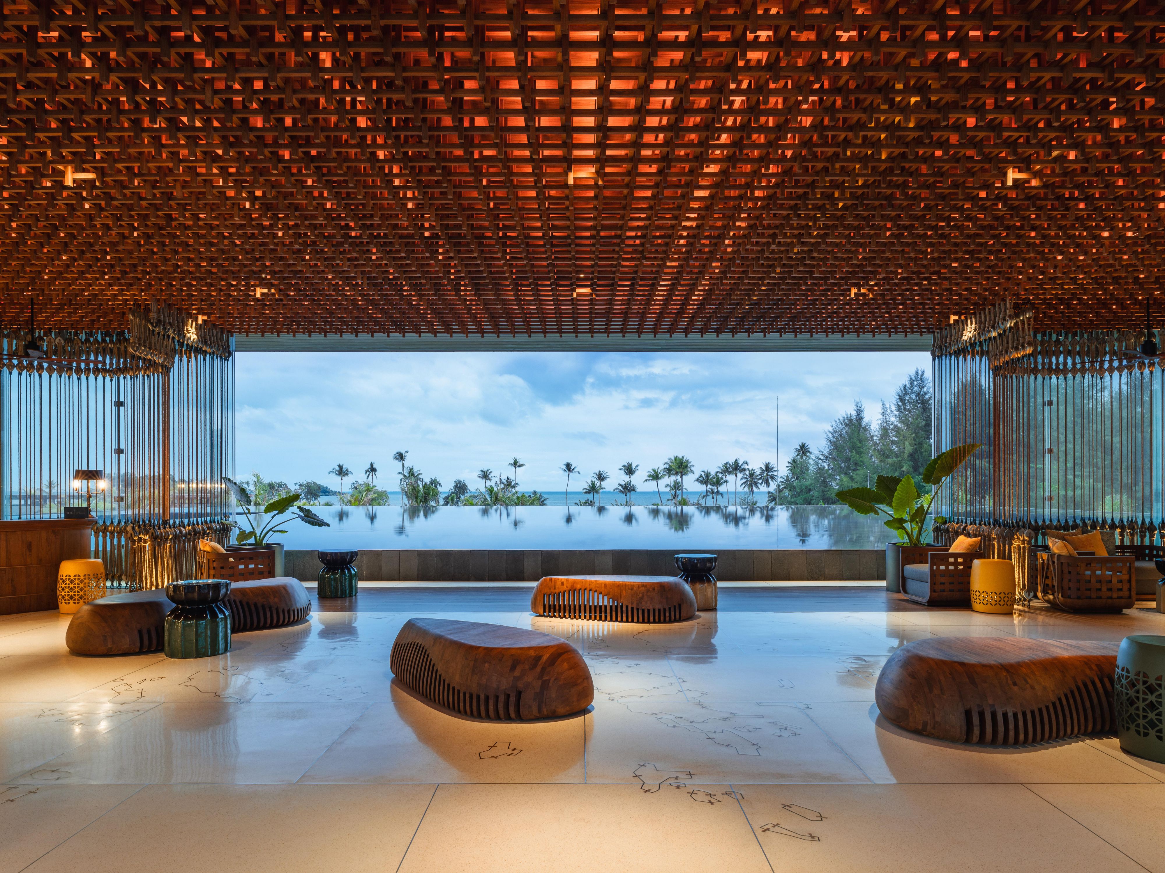 Ocean-facing lobby inspired by Bintan’s island stories