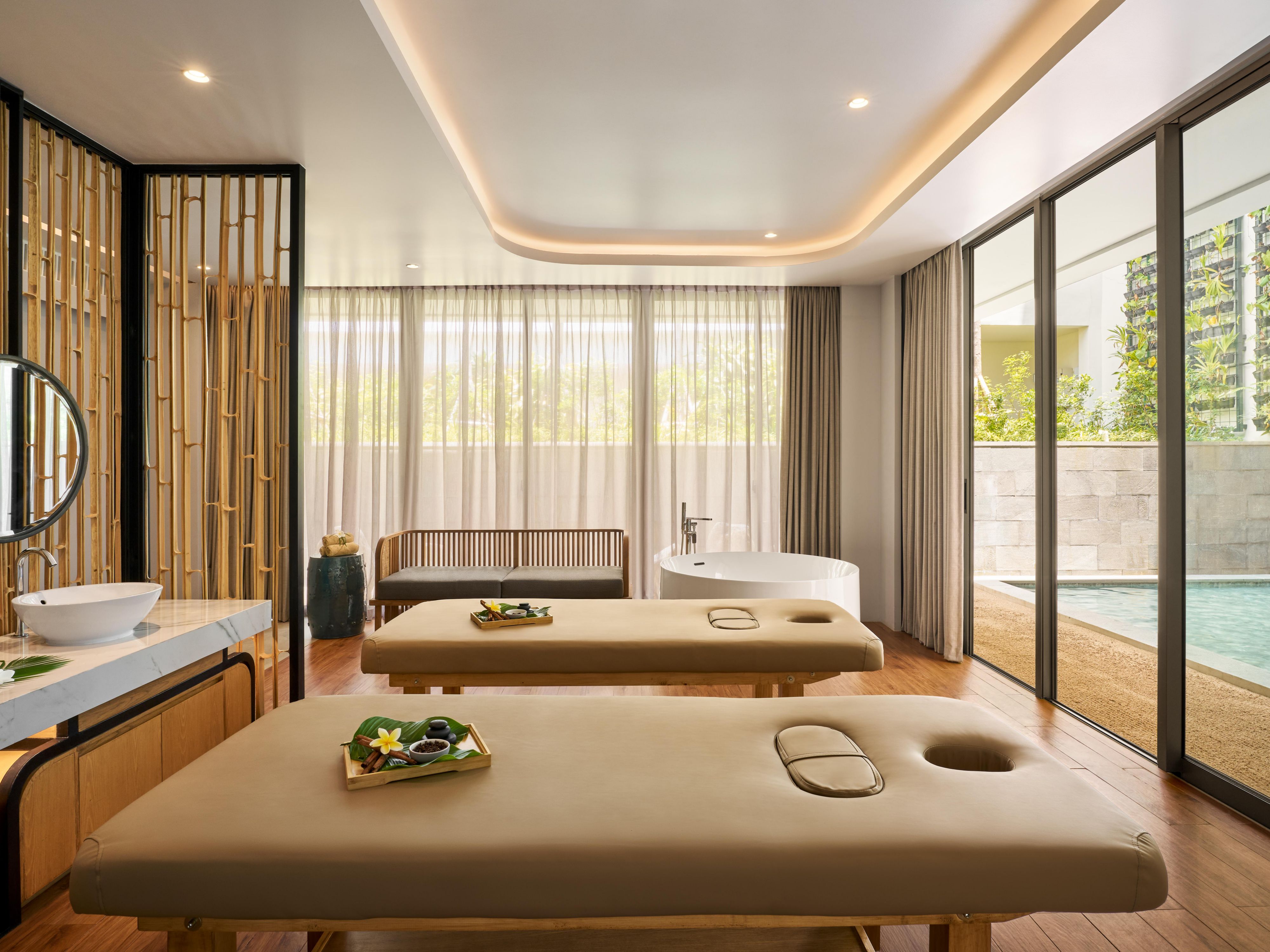 Share a serene spa moment in our couple room