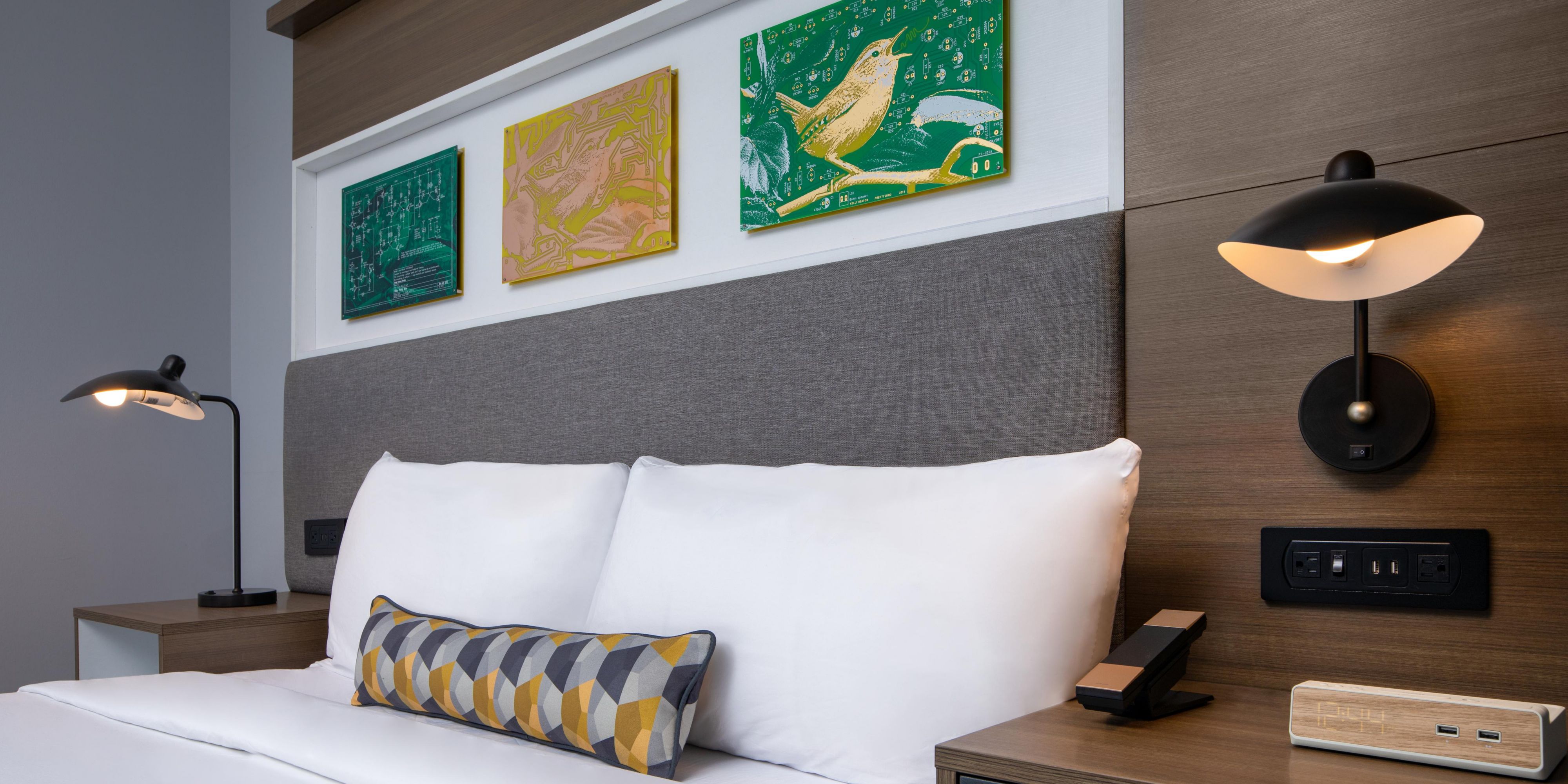 Comfortable beds with convenient bed-side outlets and USB ports