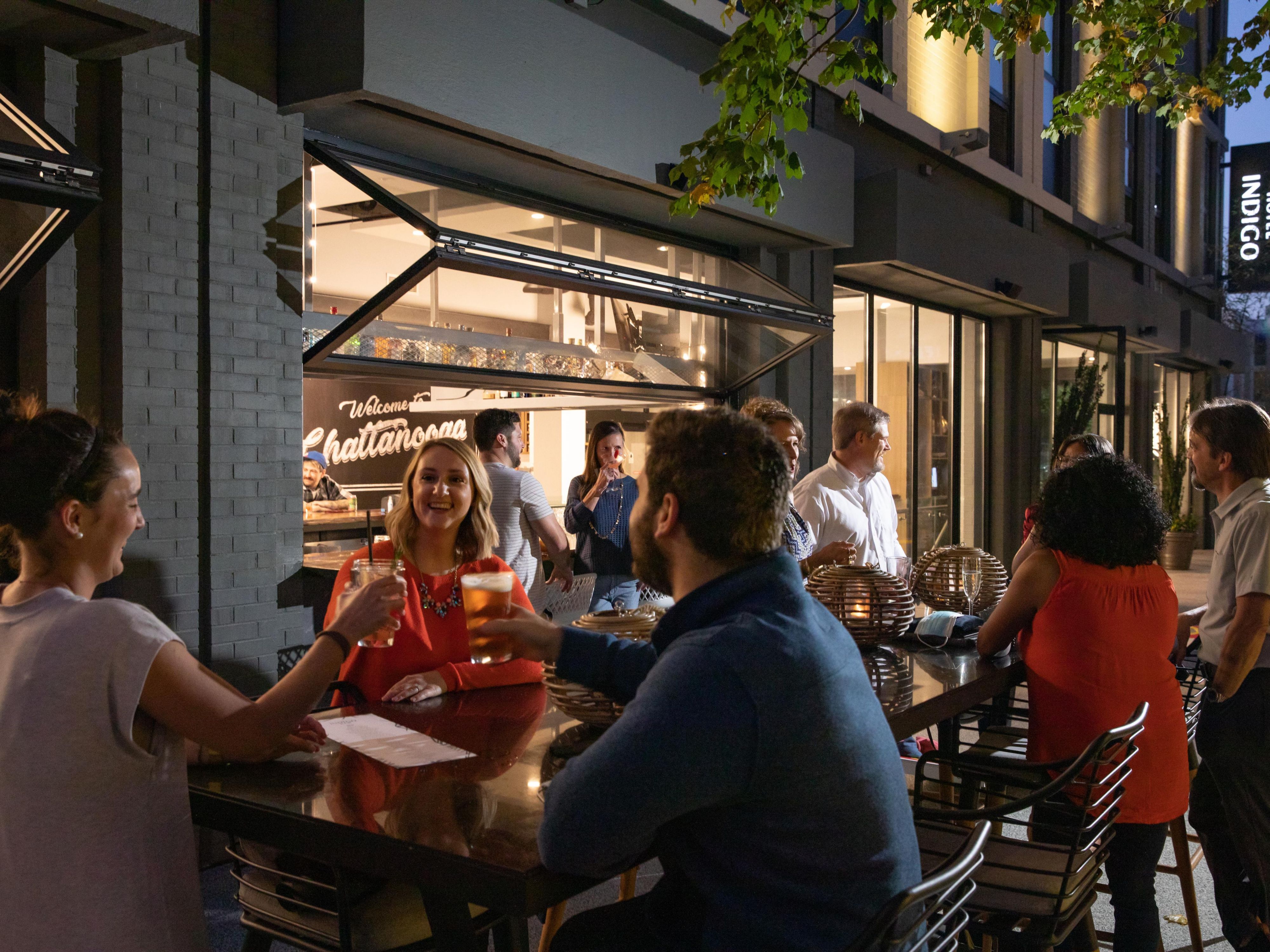 Our outdoor patio and bar is the perfect spot for happy hour.