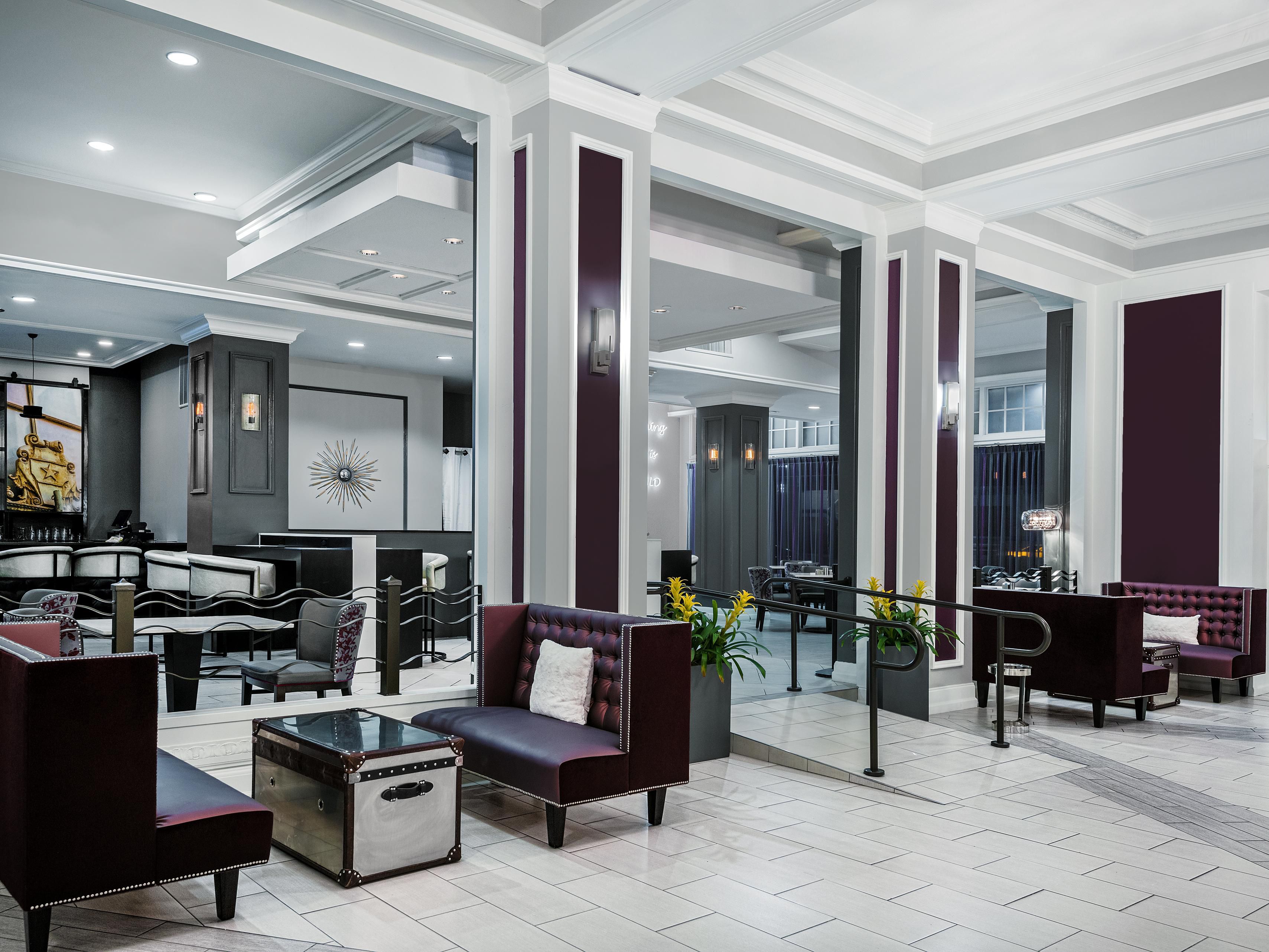 Relax in the chic lobby of our National Historic Landmark hotel.