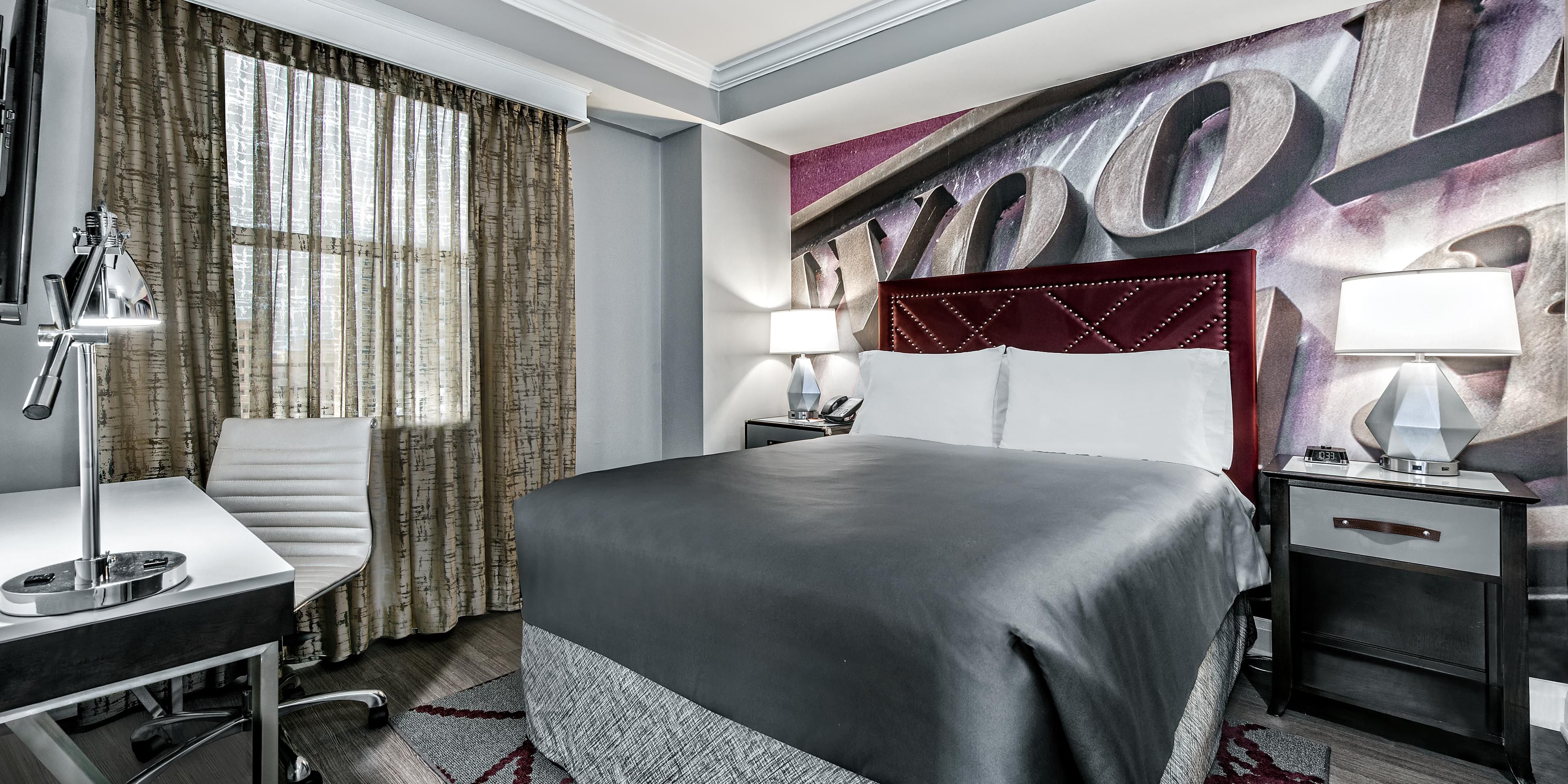Our queen suite has everything you need for a great night.