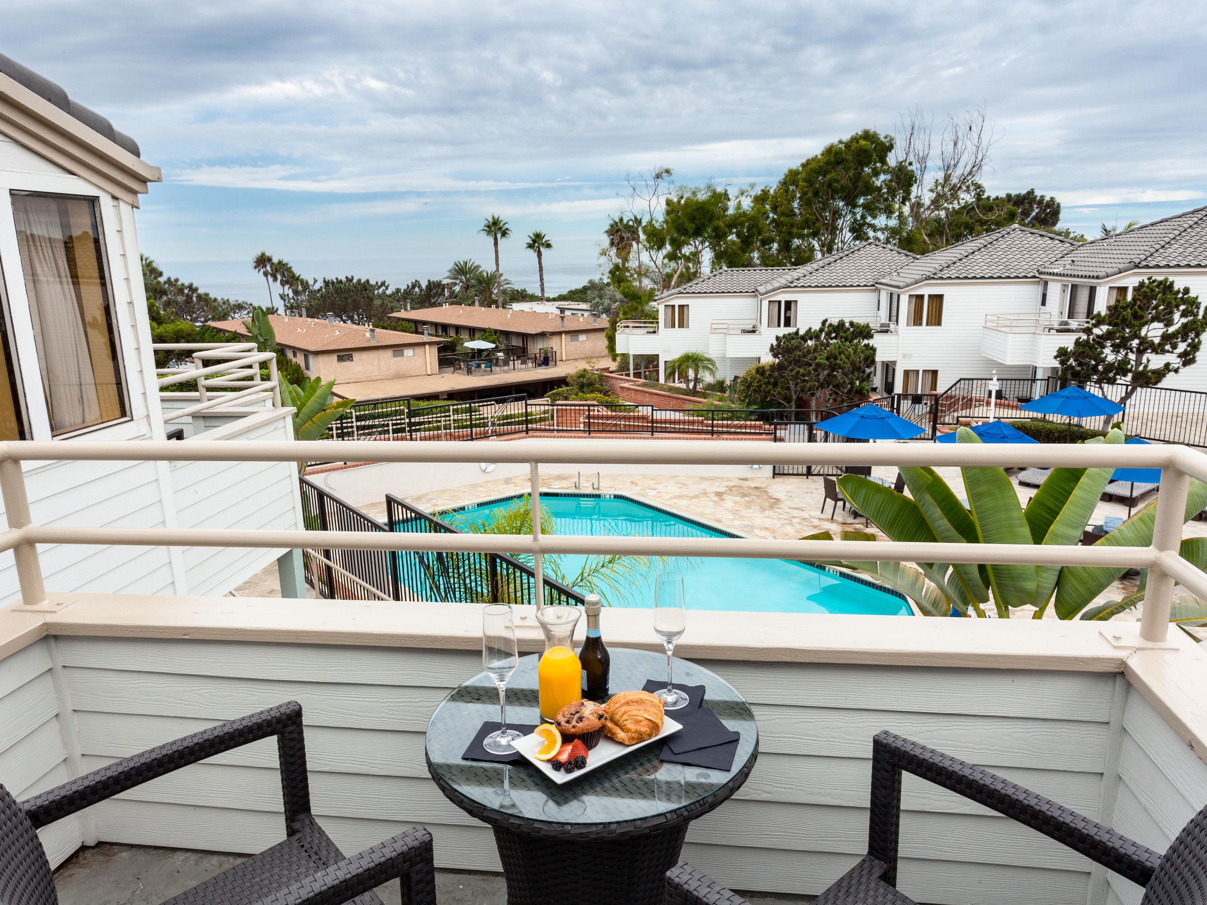 Enjoy an ocean view from your room balcony