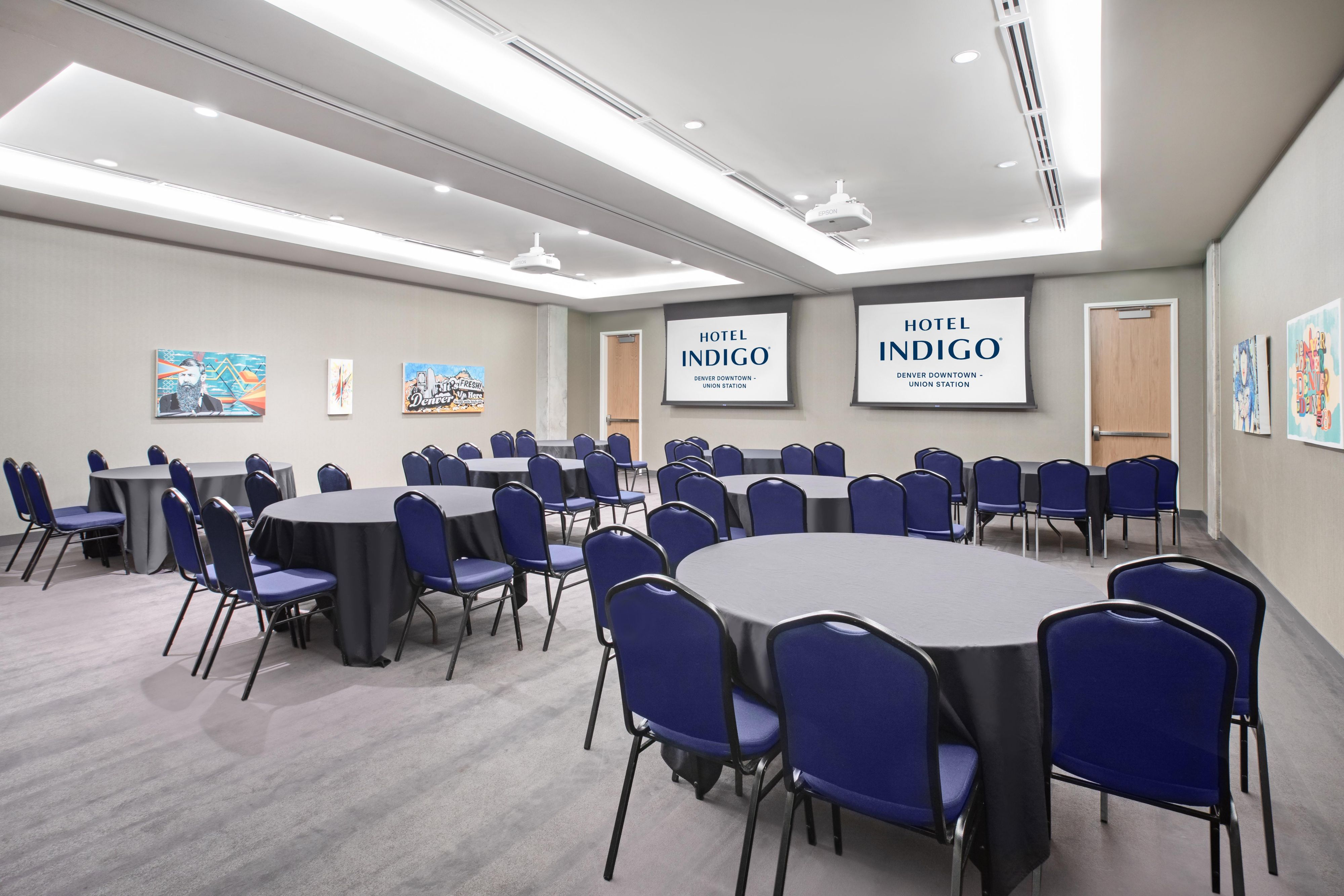 Looking for space to host a team meeting, conference, training, or presentation? Hotel Indigo Denver offers a variety of options to accommodate whatever event you are looking to host! Our meeting spaces have industry leading A/V capabilities with ceiling projectors and drop down screens, as well as provide flexible set-up options.  
