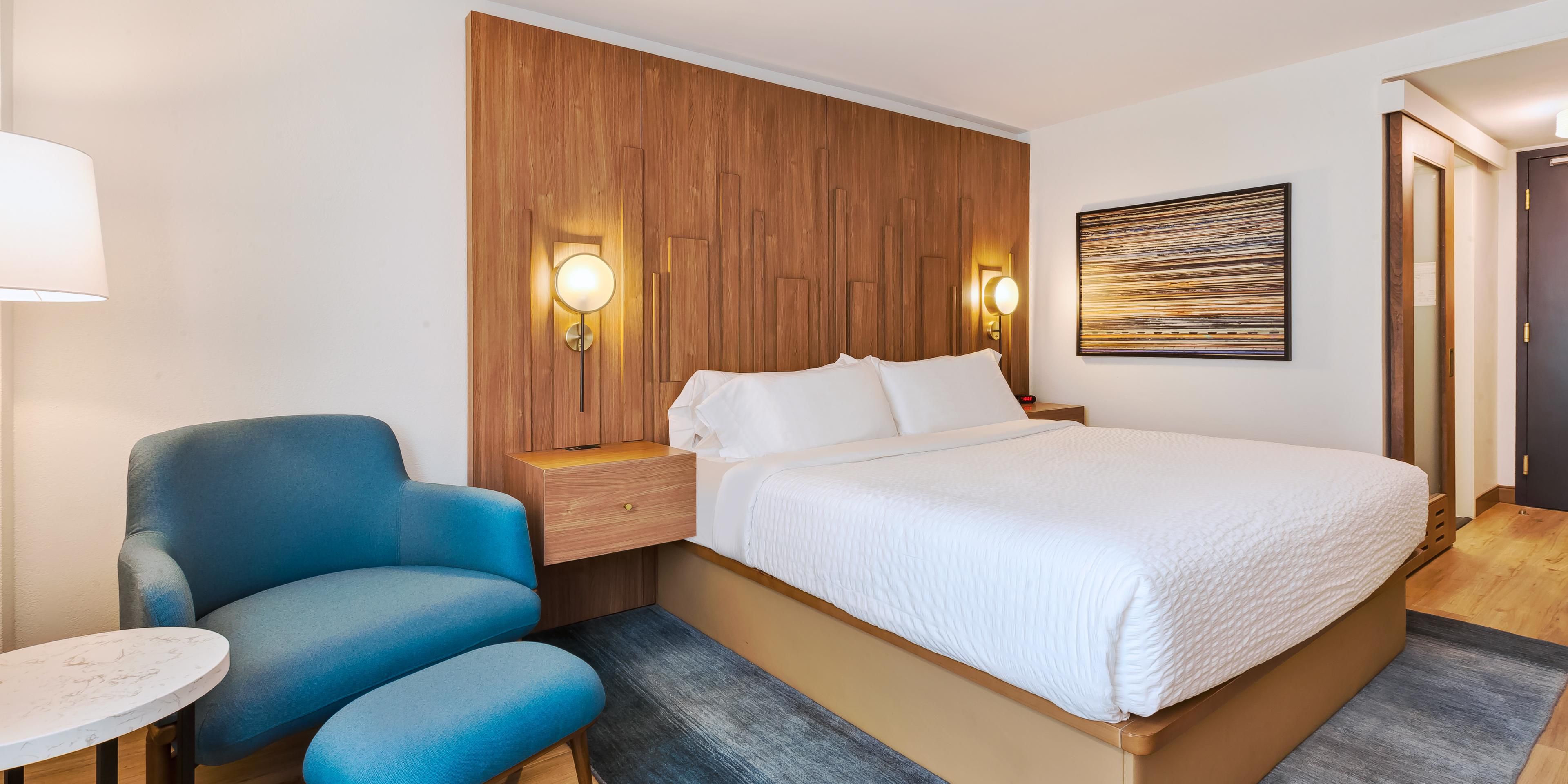 Make your own contemporary escape and relax in our one king bed.