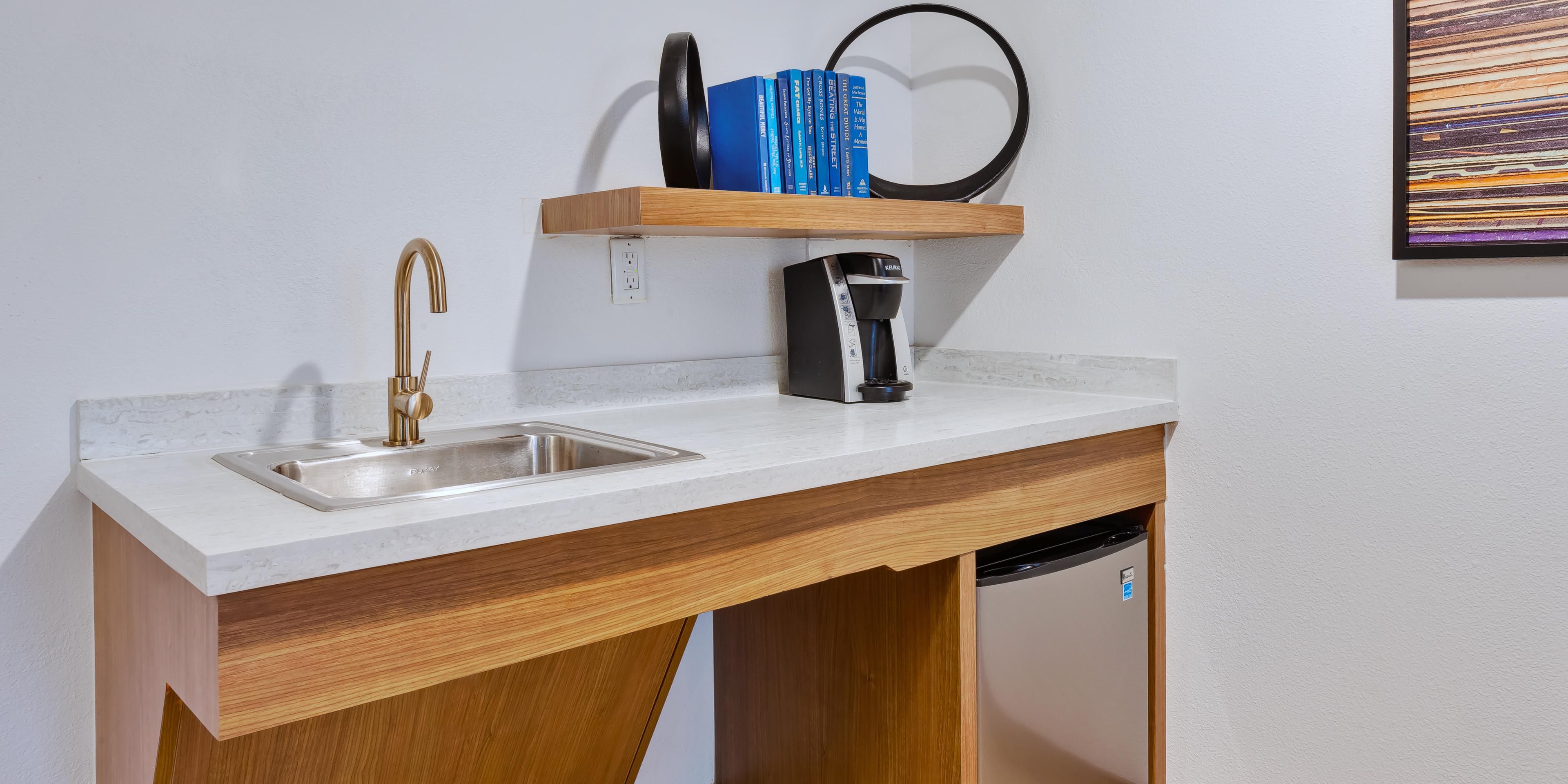 Wet bar area in every guest room for your convenience.
