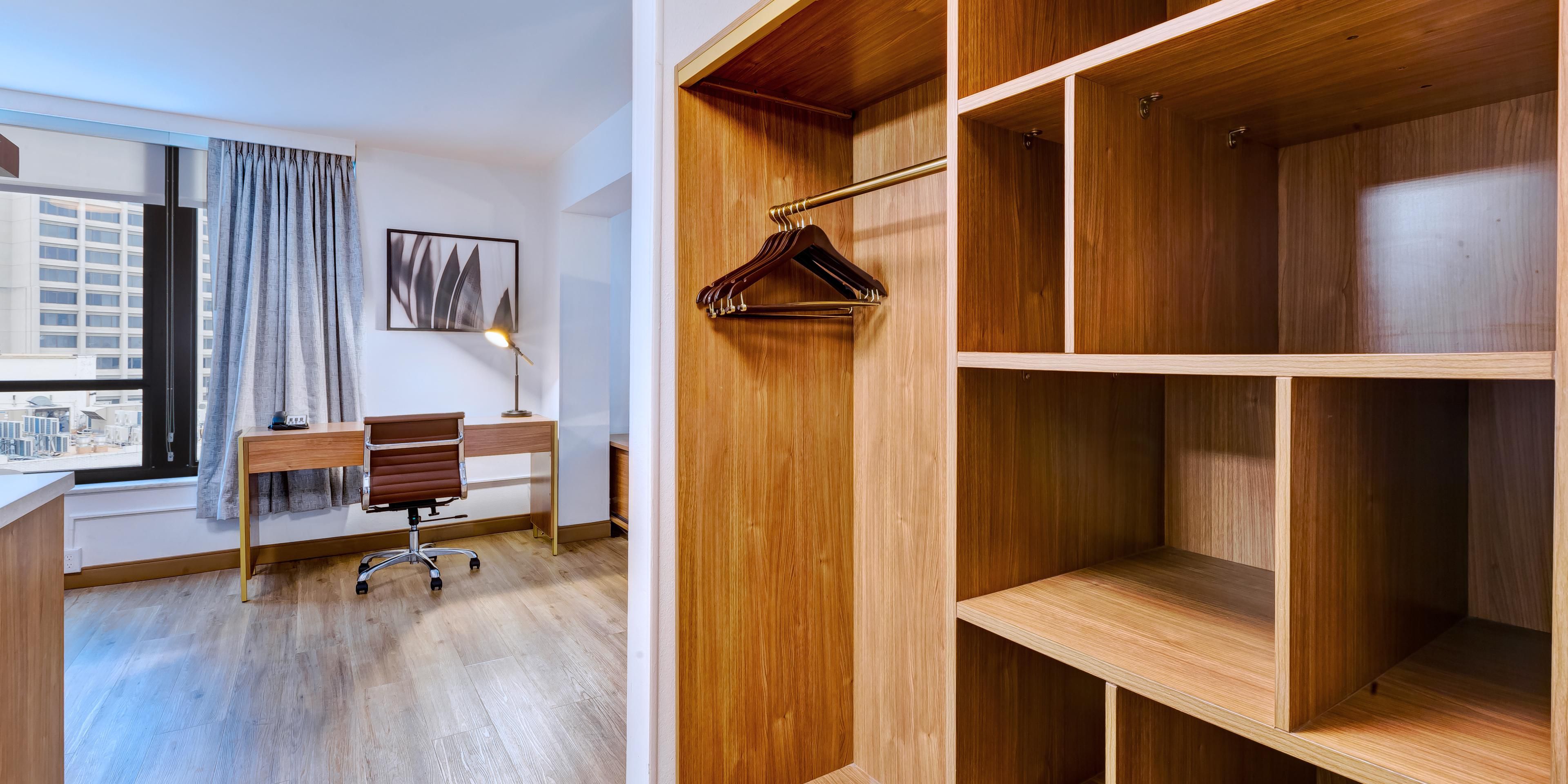 Have your very own closet while staying with us.