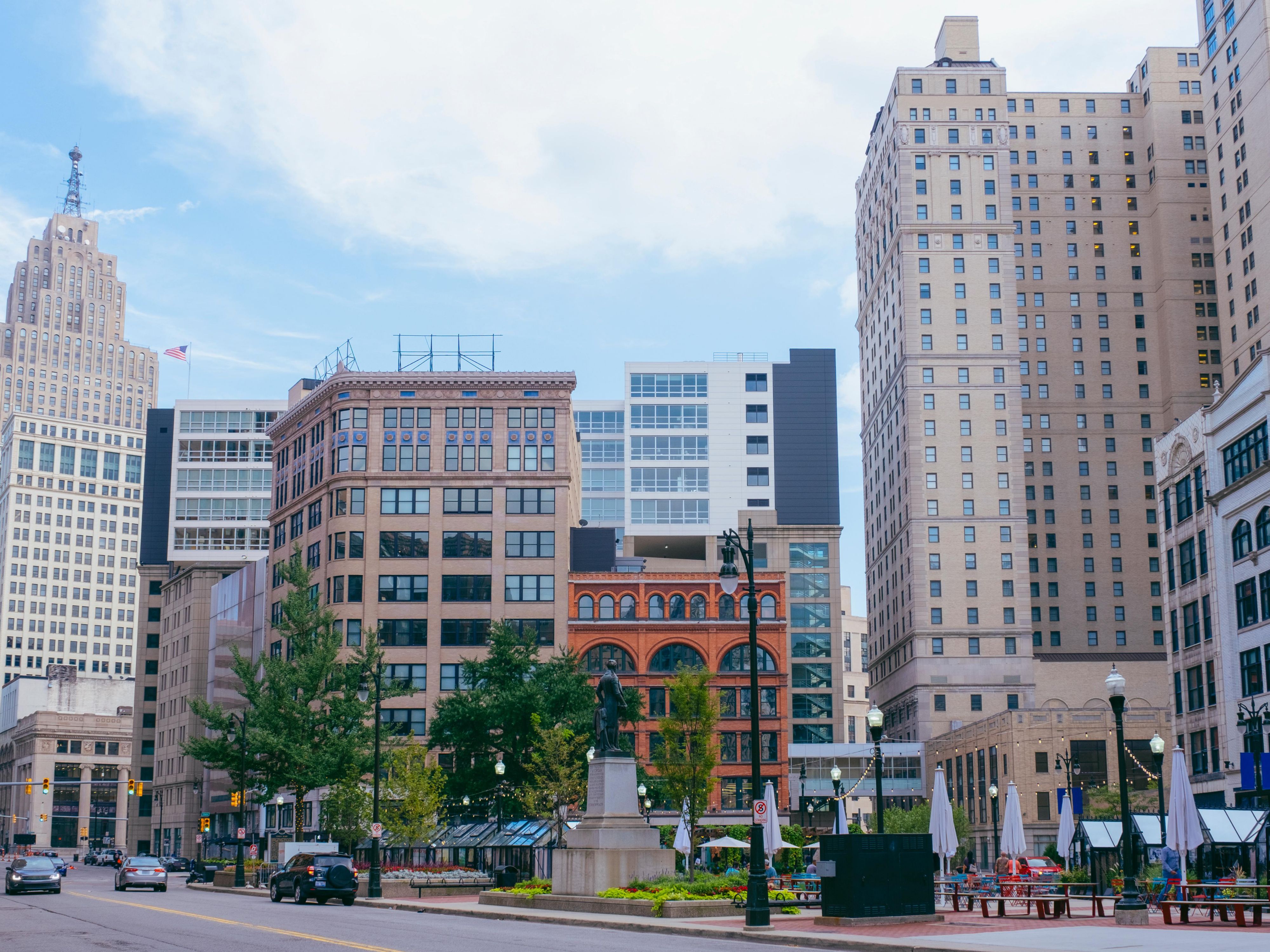 Buildings in the Detroit Financial District.