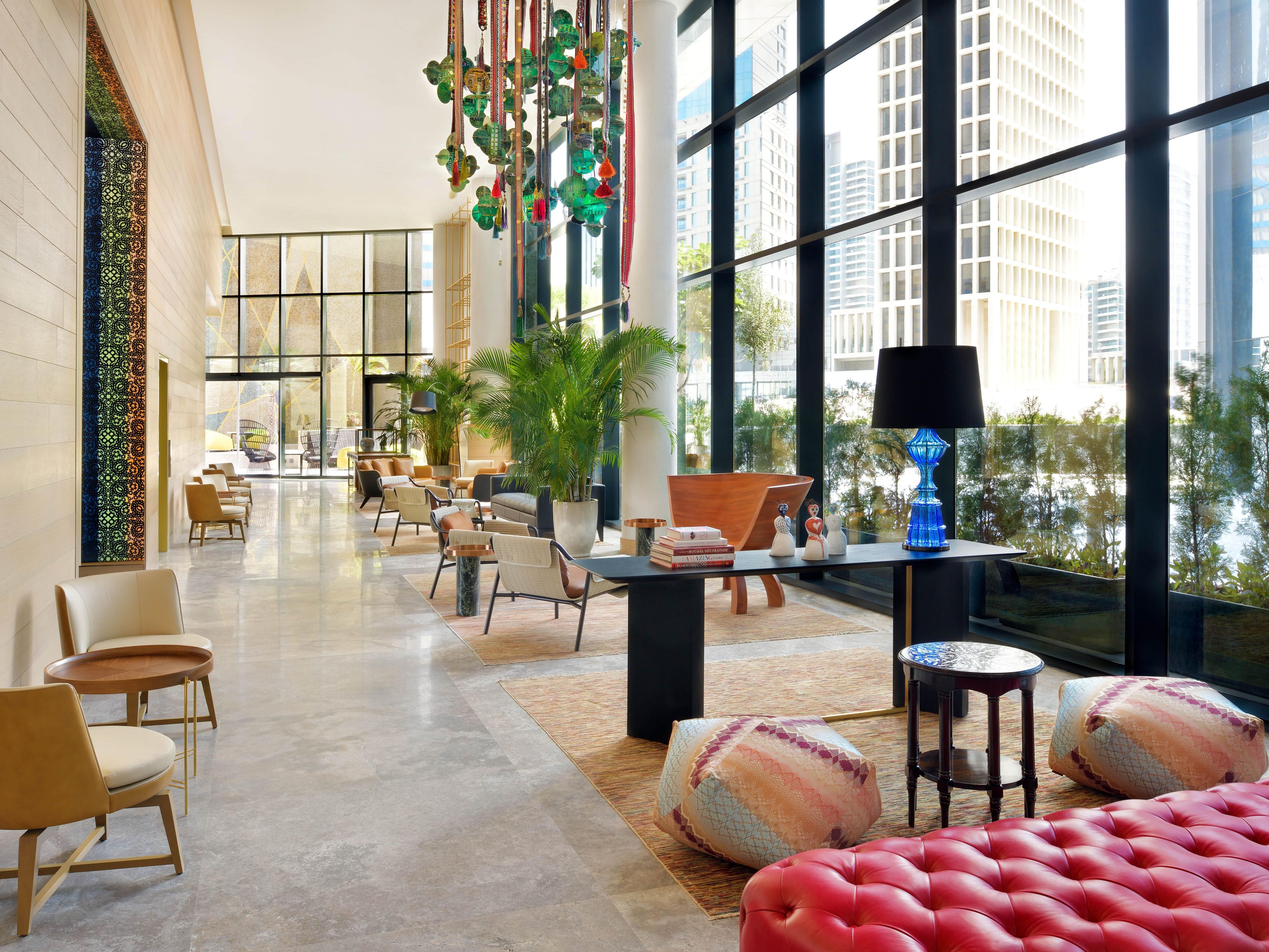Lobby seating area at Hotel Indigo Dubai Downtown