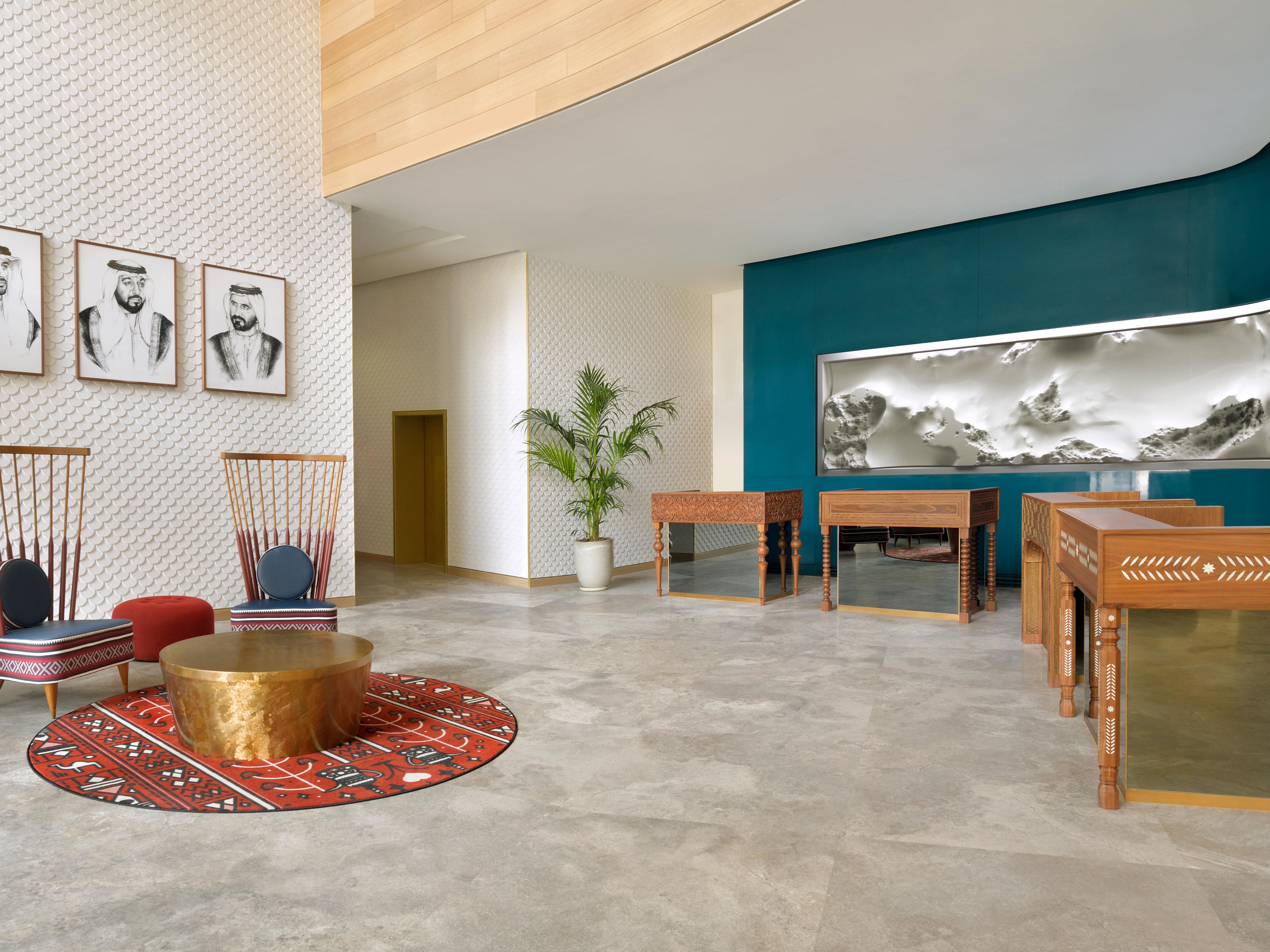 Lobby and reception area at Hotel Indigo Dubai Downtown