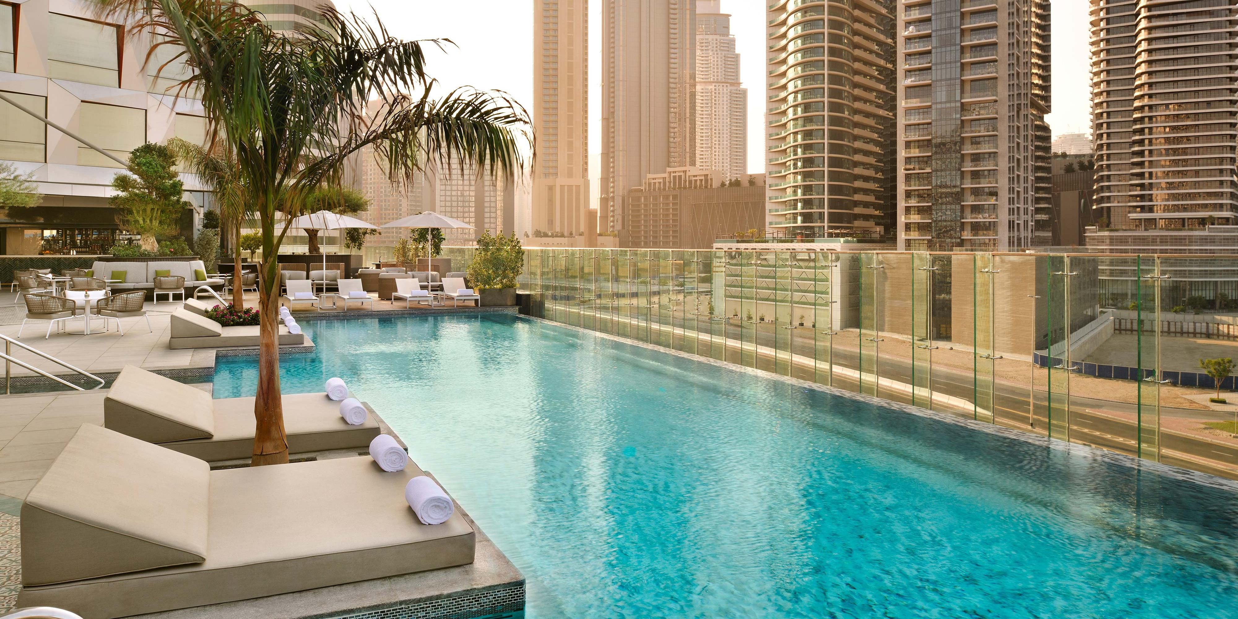 Outdoor swimming pool at the Hotel Indigo Dubai Downtown