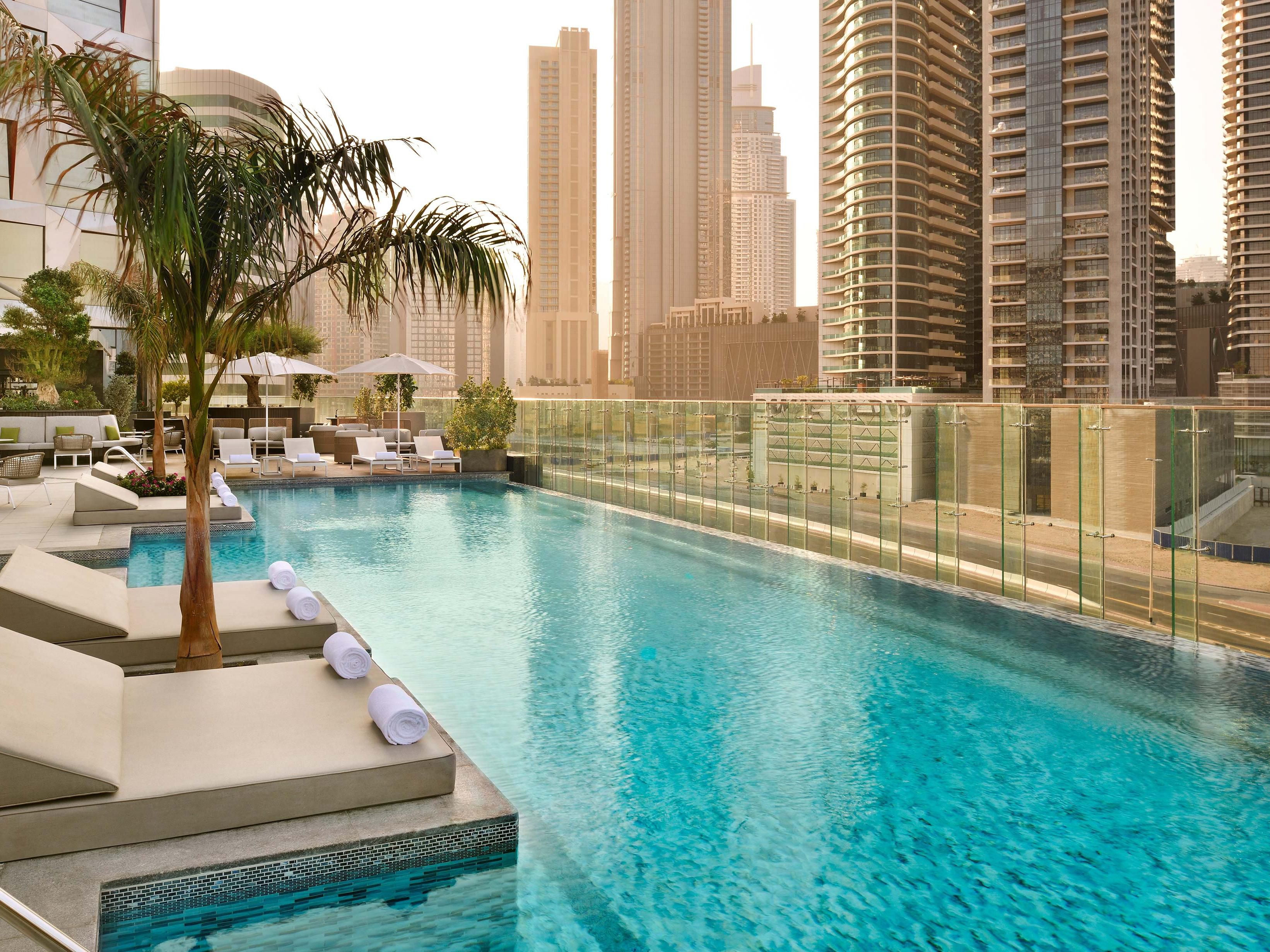 Outdoor swimming pool at the Hotel Indigo Dubai Downtown