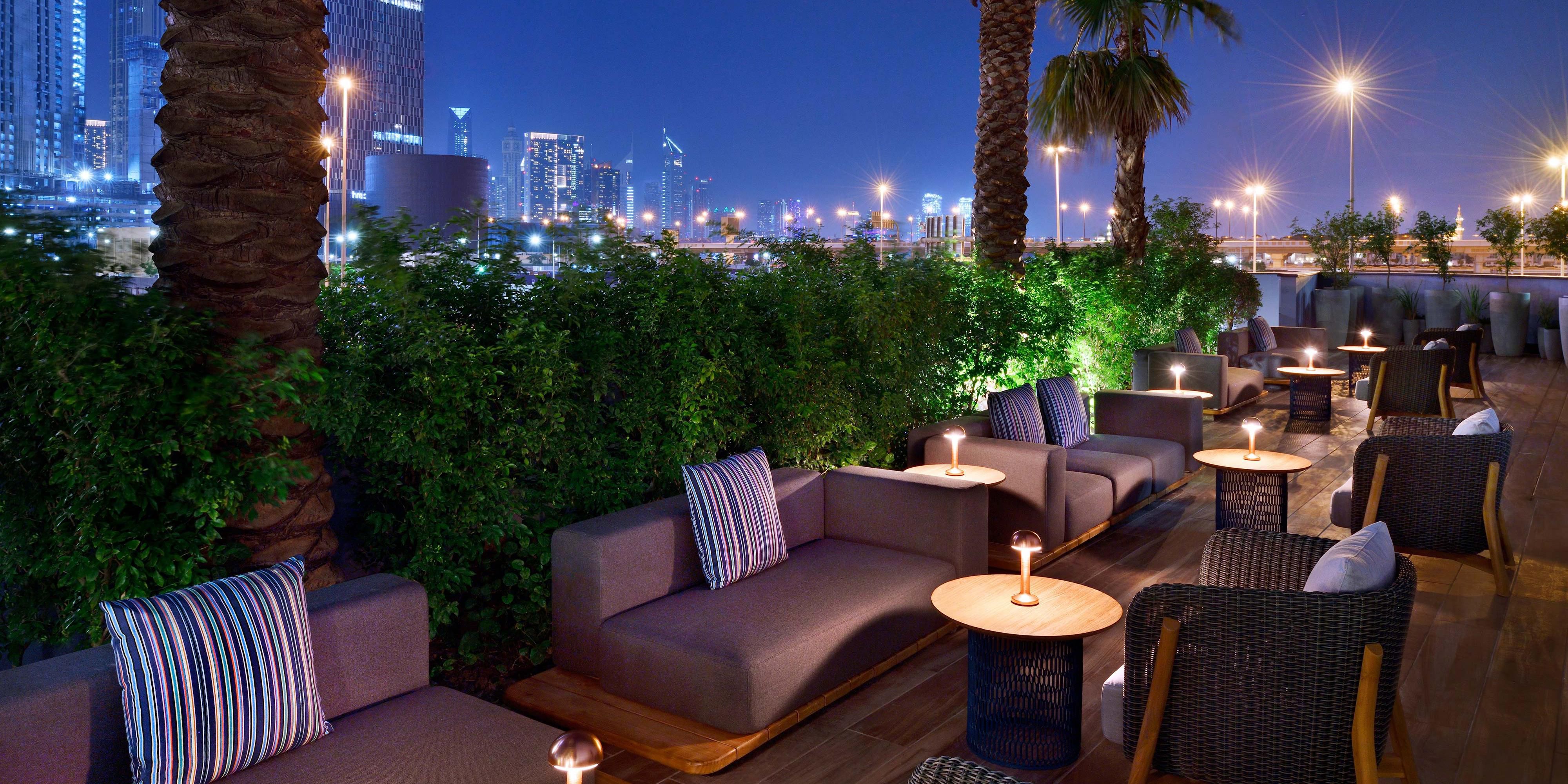 Off The Wall outdoor seating at the Hotel Indigo Dubai Downtown