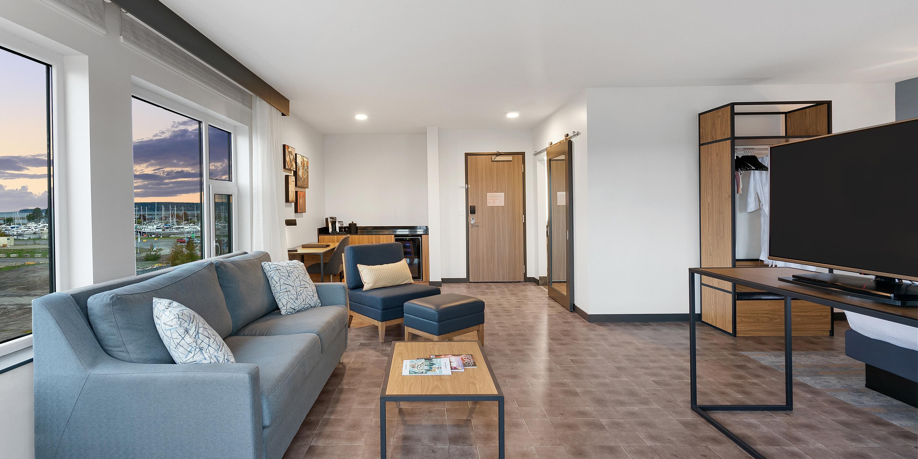 Comfortable and spacious seating area in the suites