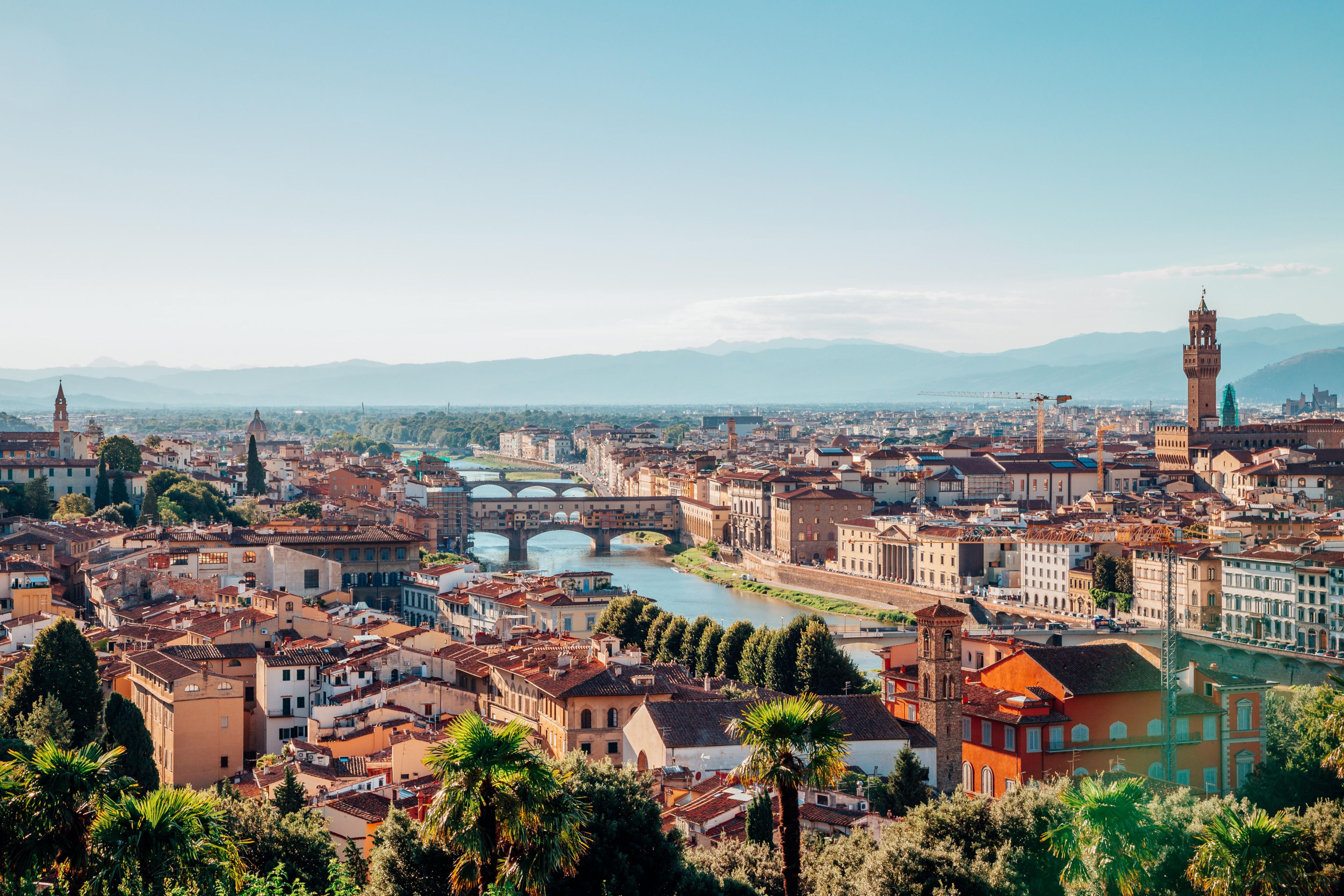 Uitzicht op het plein Florence, Italië binnen de stadsgrenzen