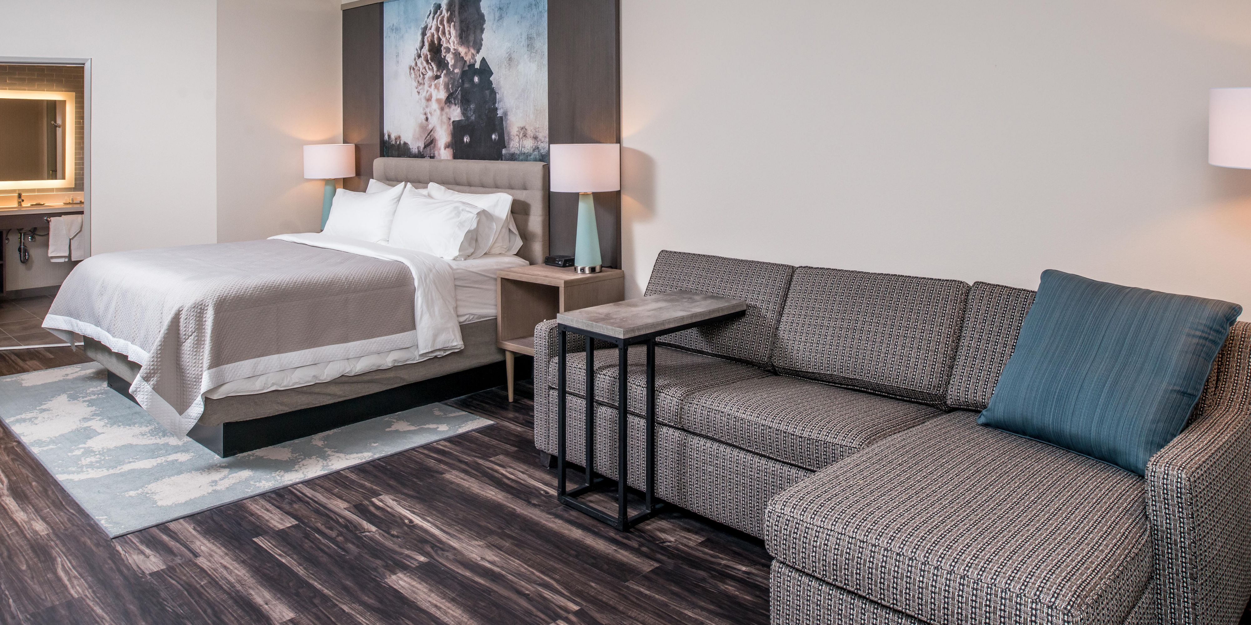 Sleep soundly in a king bed, plus a cozy sofa bed for extra space.
