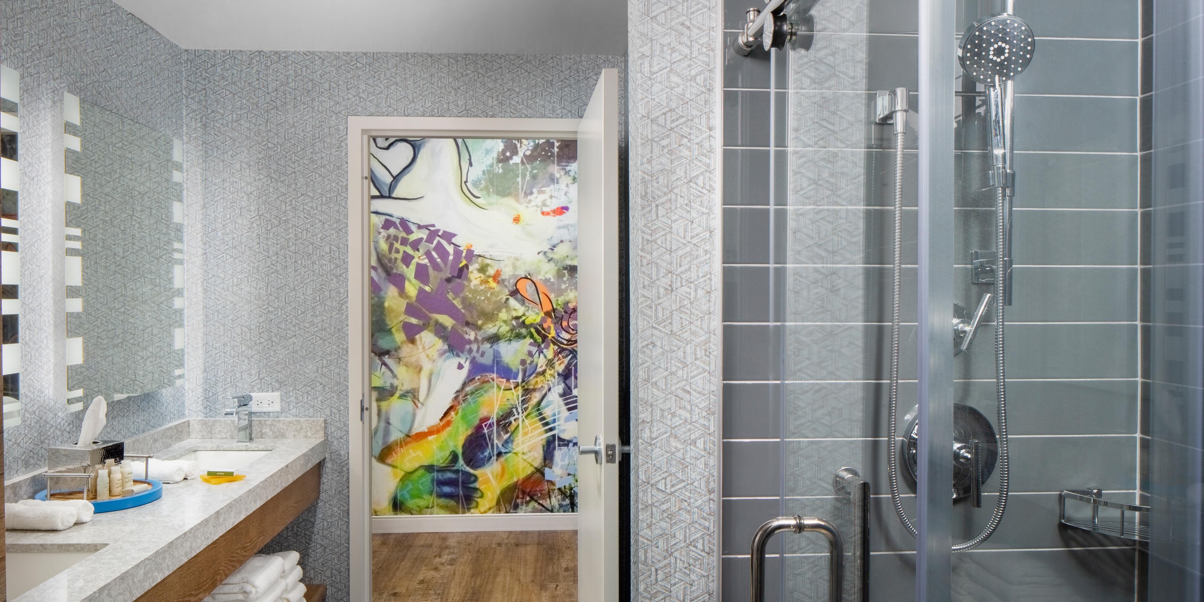 Upscale bathroom with Aveda Products