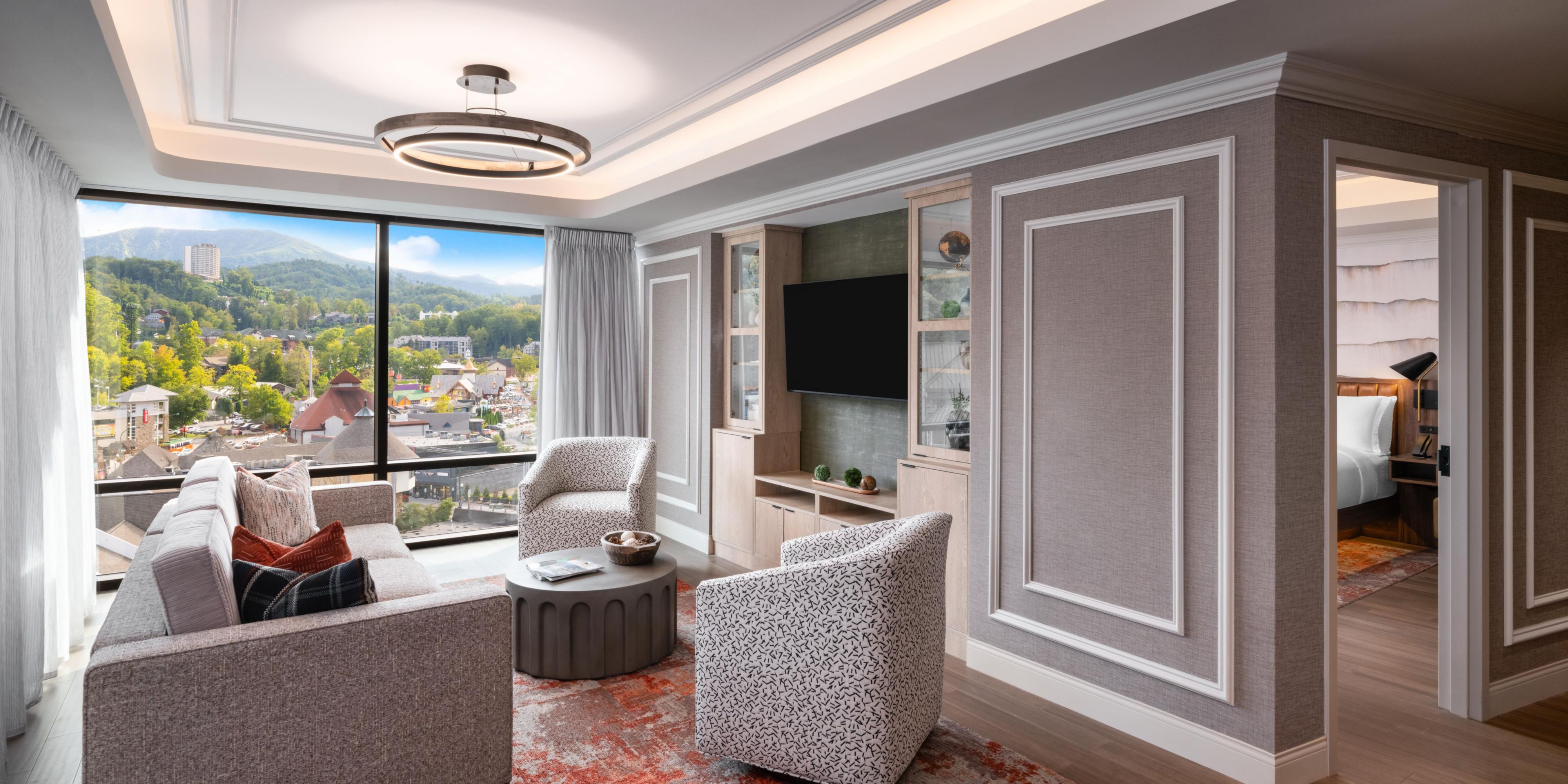 Spacious suite living room designed for relaxing