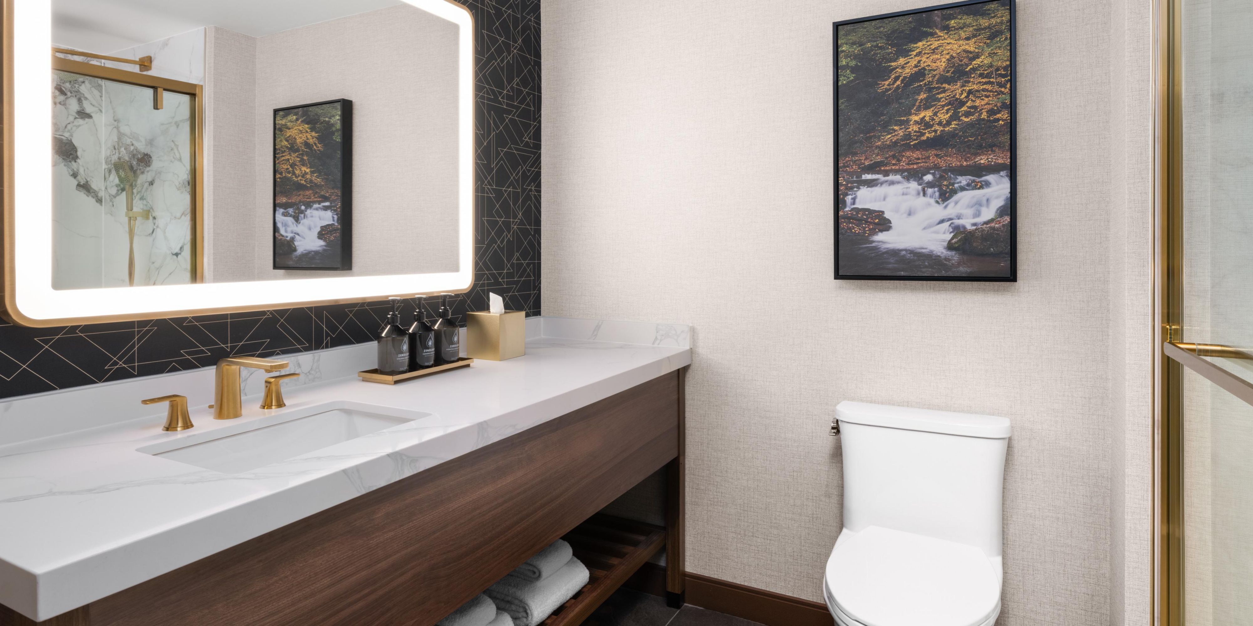 Spacious guest bathroom with stylish finishes.