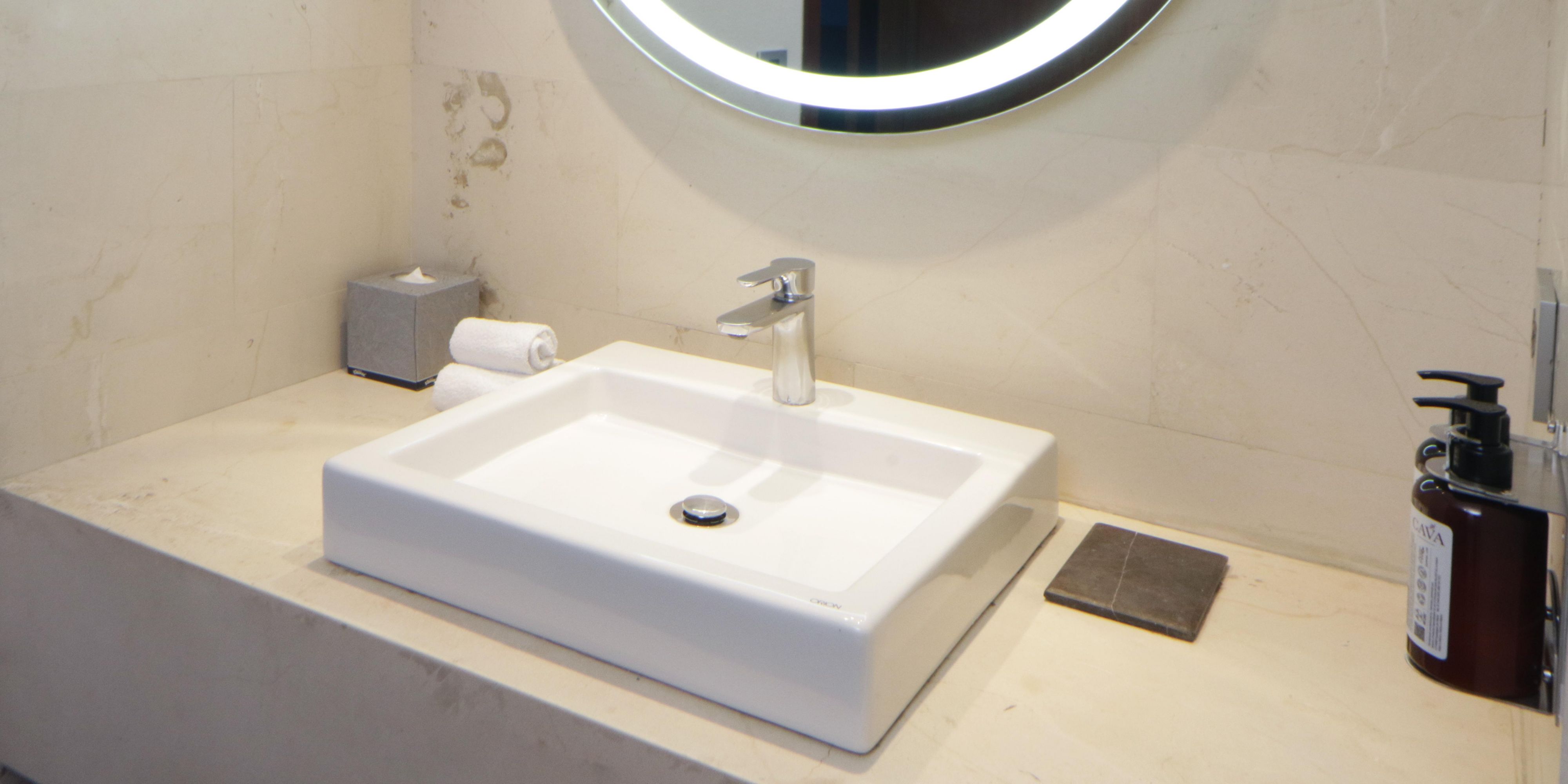 Get ready in our beautifully lit guest bathroom.