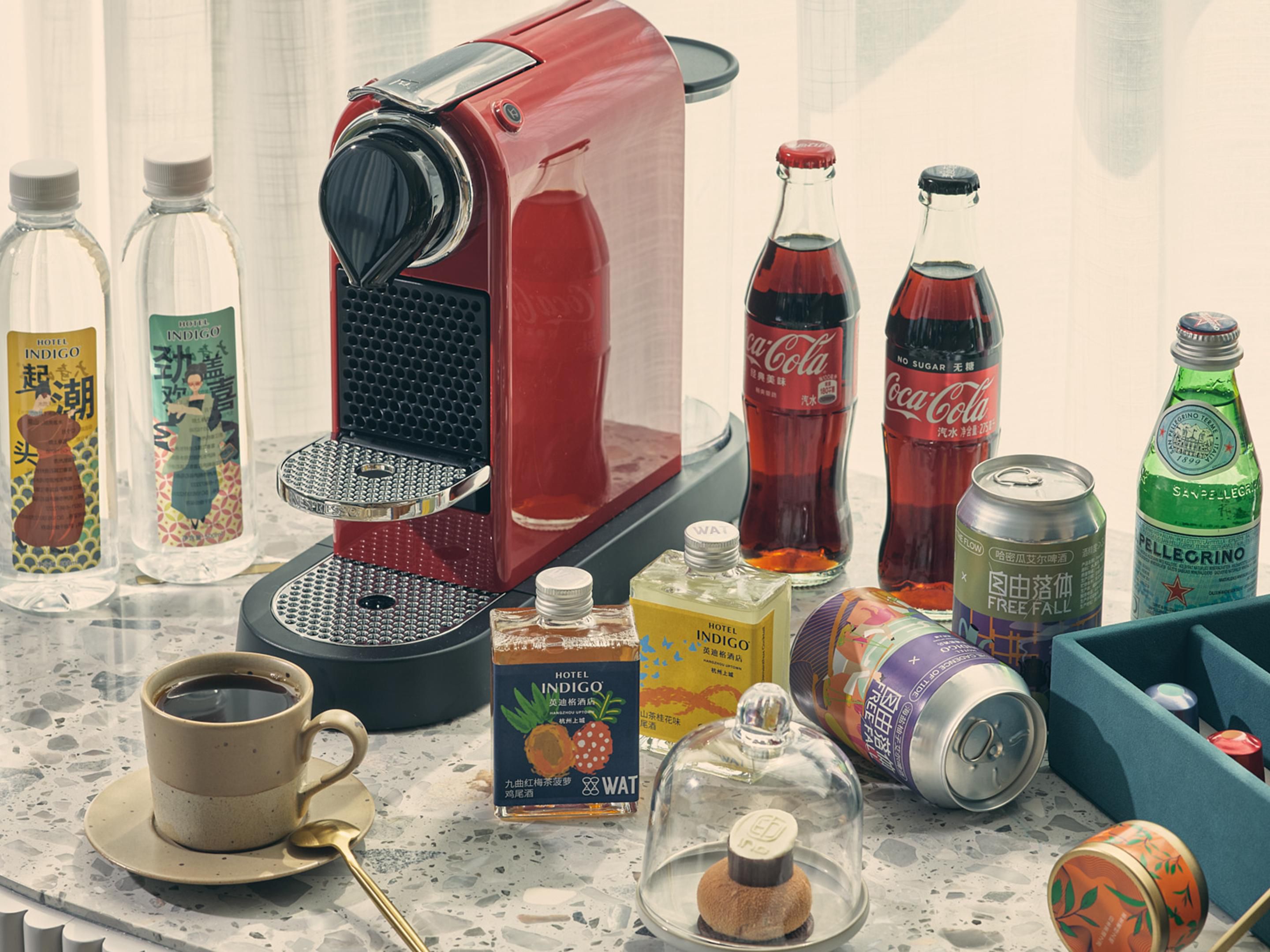 The in-room minibar is thoughtfully curated as your private refreshment hub, featuring a selection of popular beverages. Furthermore, premium amenities such as the Dyson hair dryer and Marshall speaker ensure that your journey is not only comfortable and convenient but also consistently imbued with style and quality.