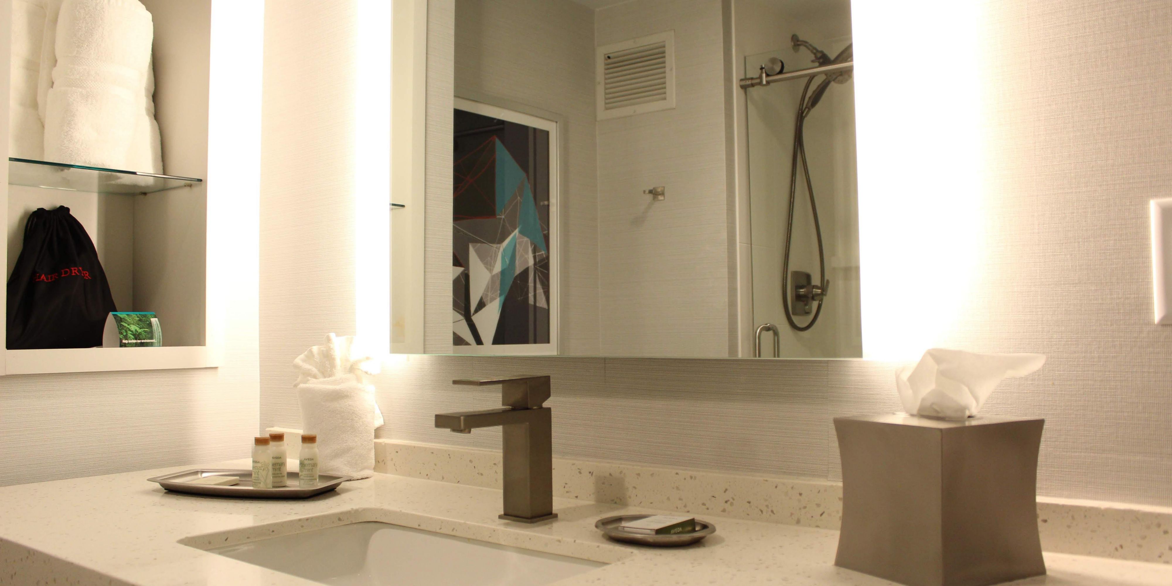 Enjoy our bright and spacious bath area in all guest rooms. 