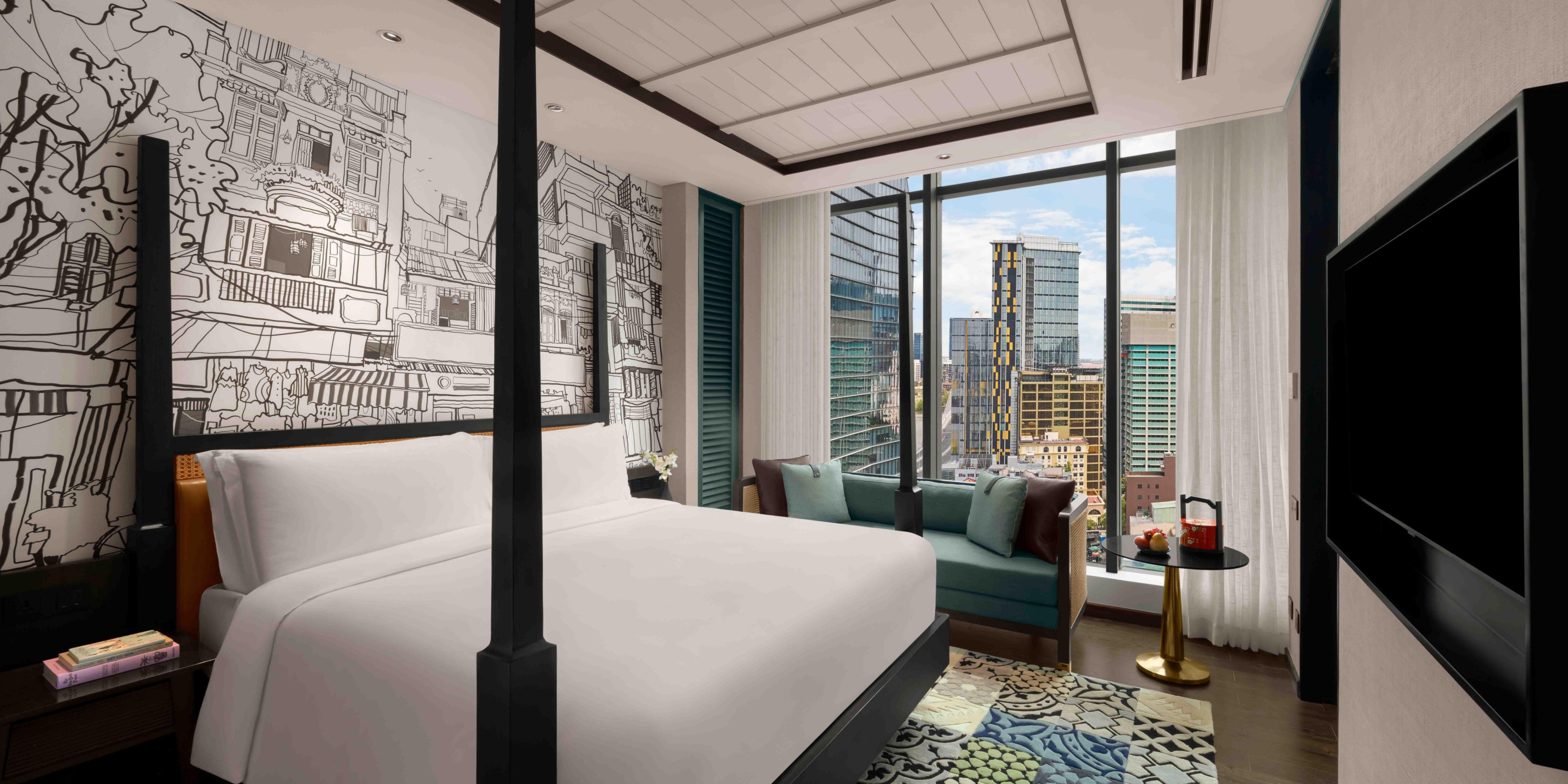 A spacious escape with elegant touches and a bridge view
