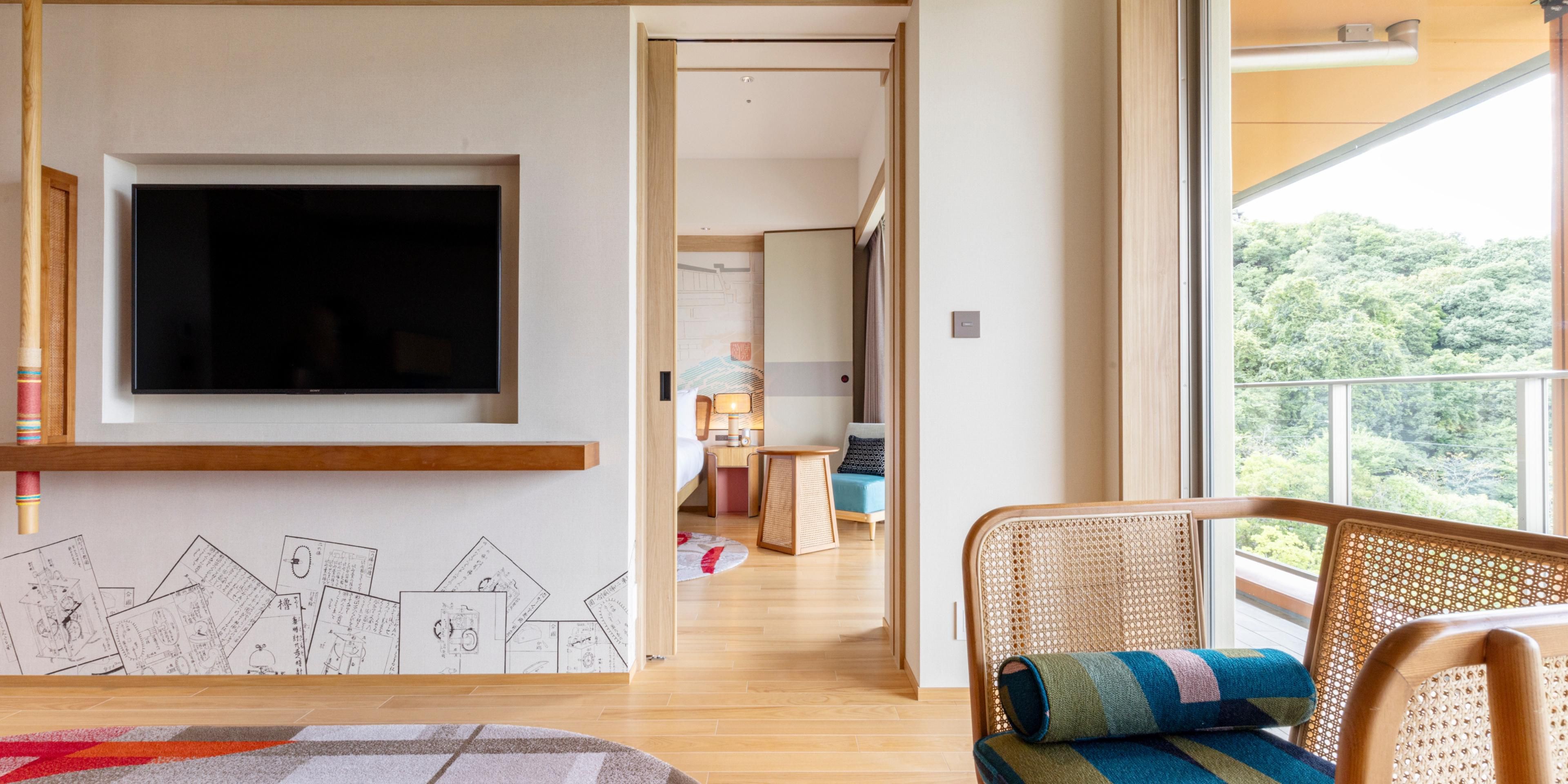 This spacious 70㎡ suite features a separate living room & bedroom
