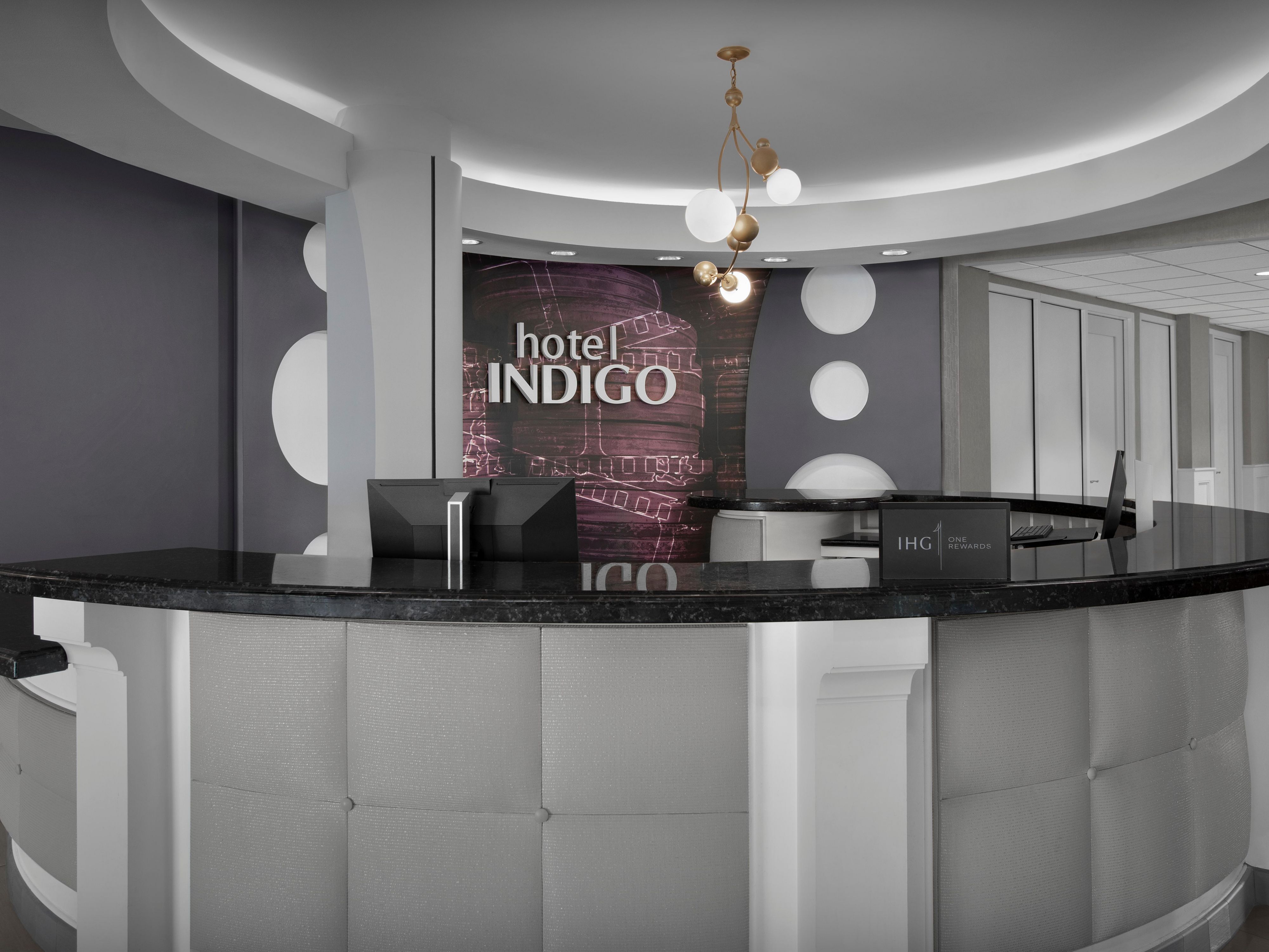 Hotel Indigo sleek entryway and wood floors in Jacksonville FL.